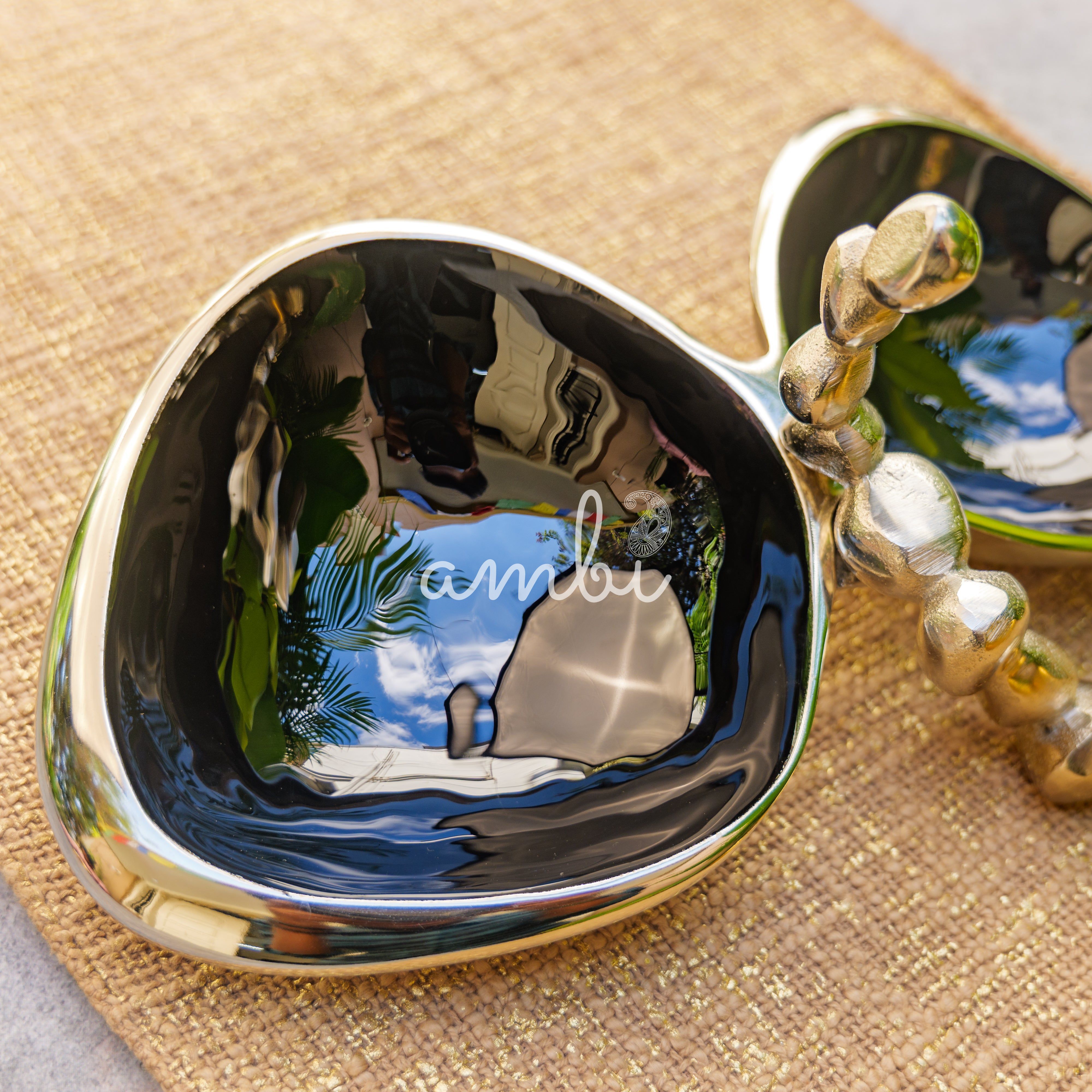 Pure Brass Silver Edge Nuts Bowl - 2 Bowls in a Single Piece