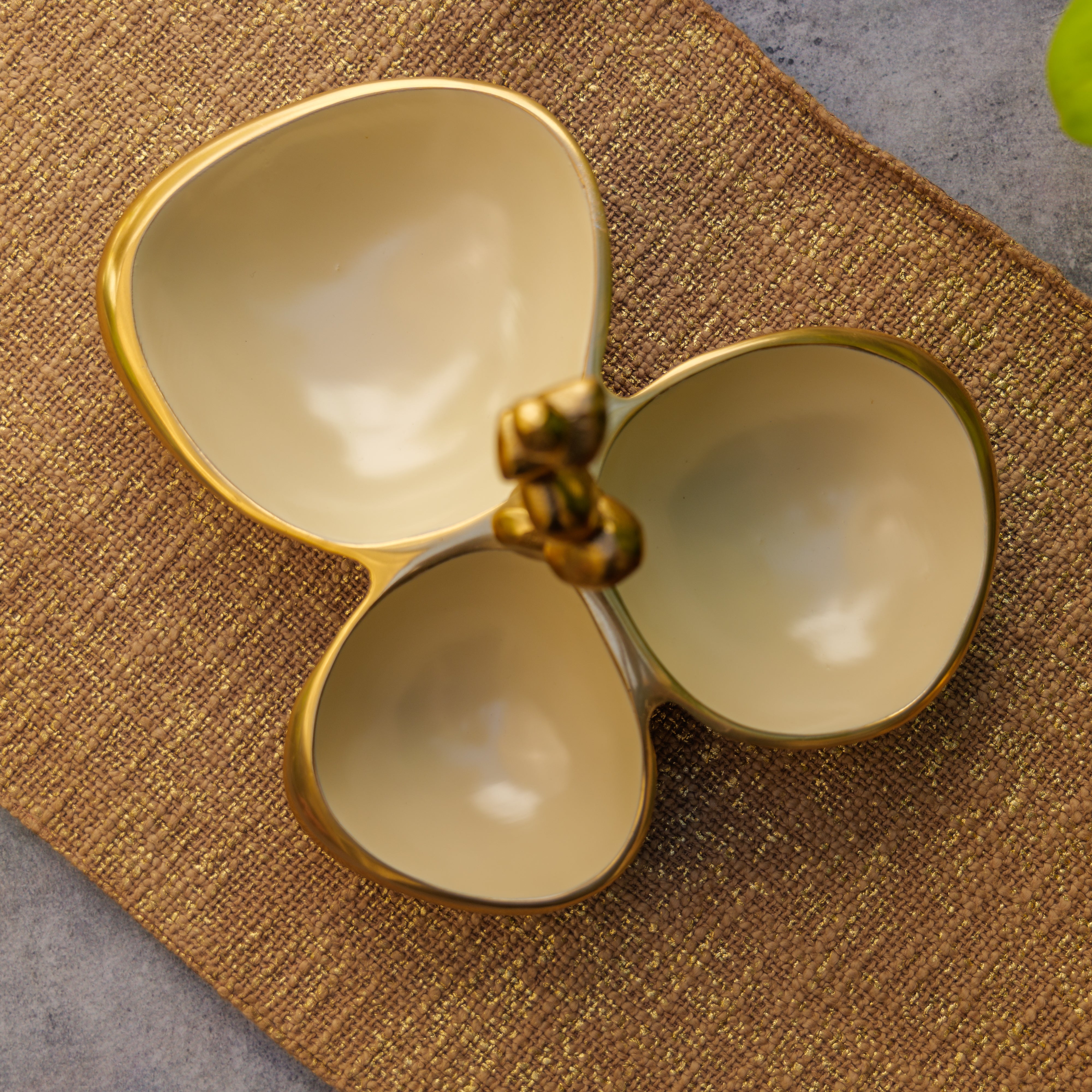 Pure Brass Gold Edge Nuts Bowls - 3 Bowls in a Single Piece