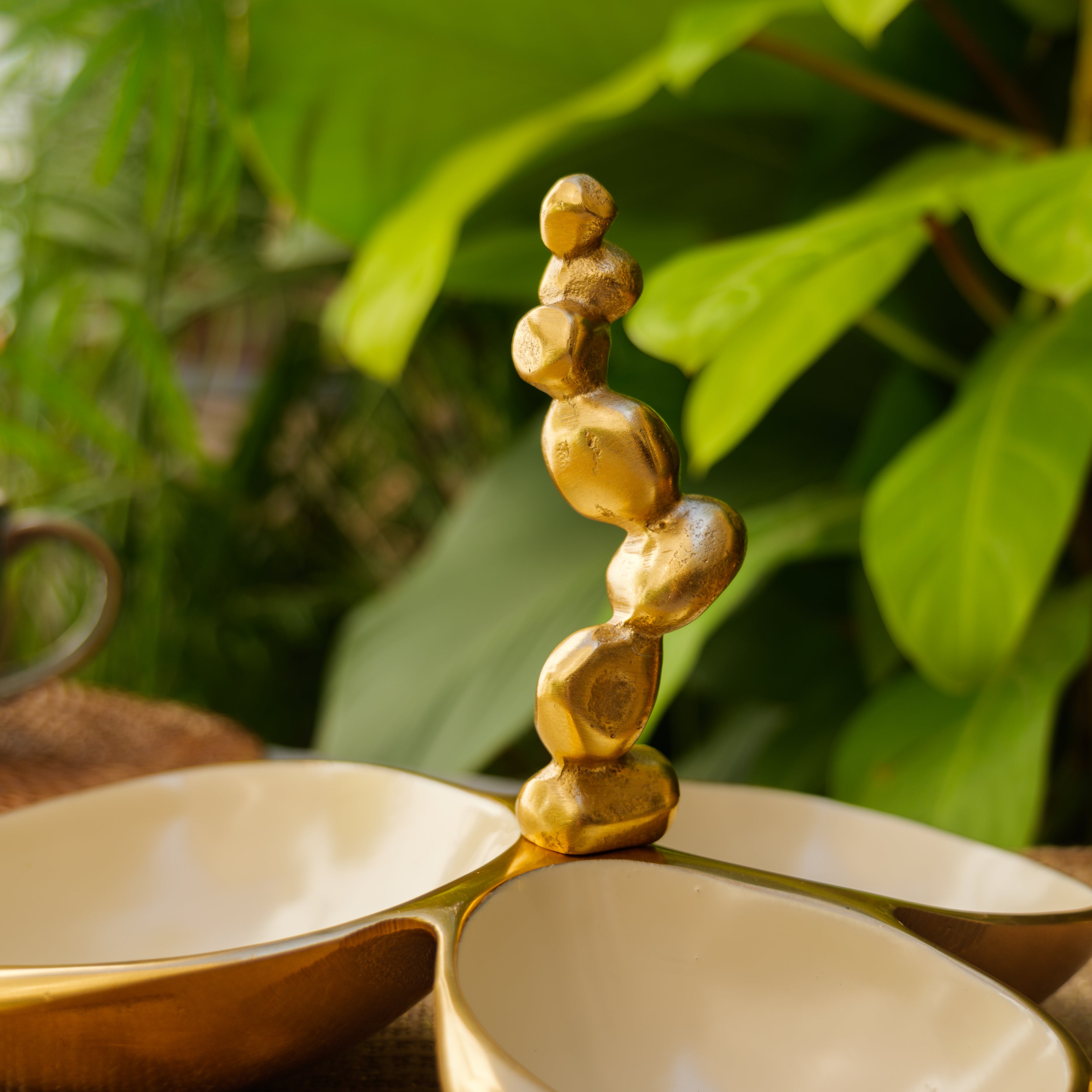 Pure Brass Gold Edge Nuts Bowls - 3 Bowls in a Single Piece