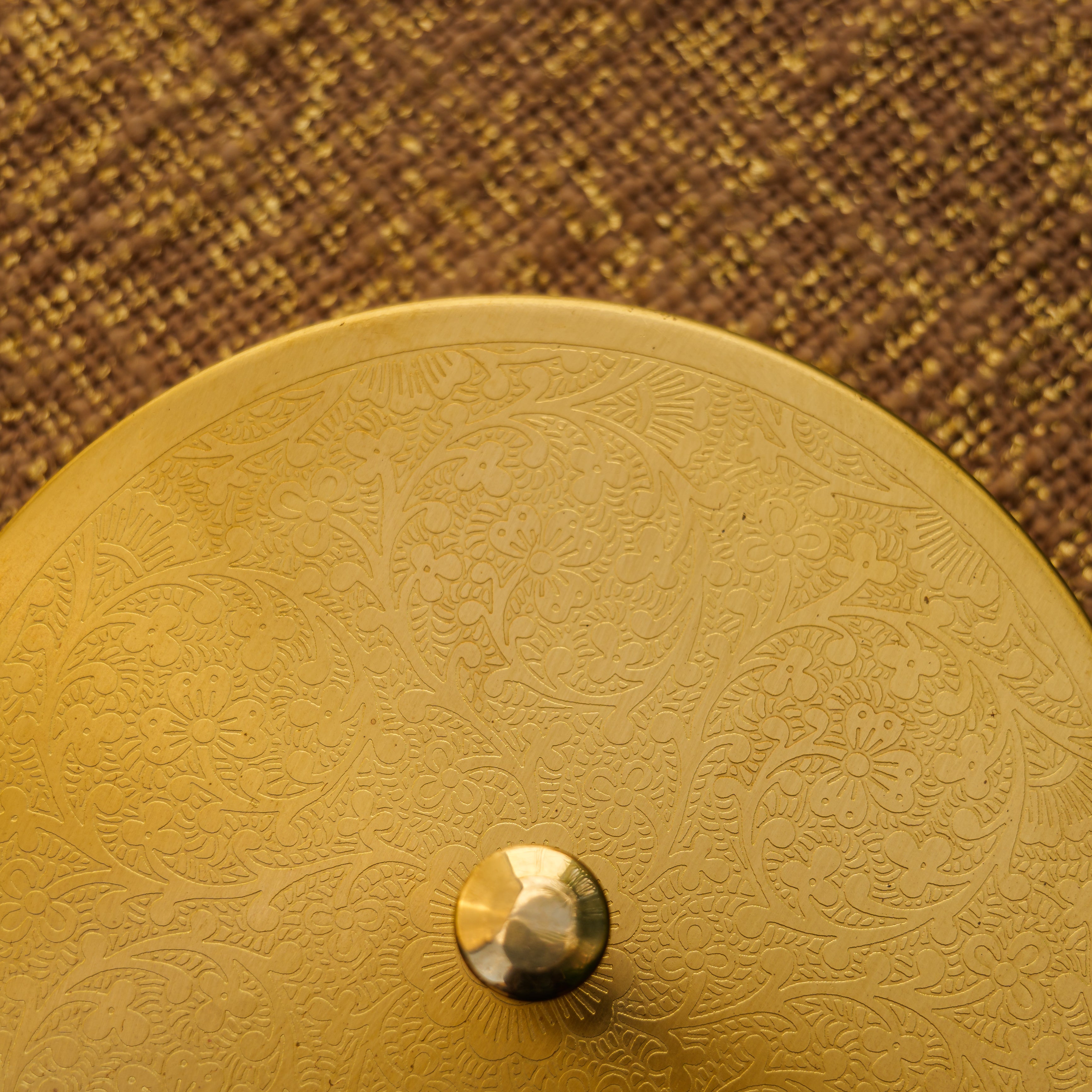 Ambi Pure Brass Elegant Etched Small Round Storage Box / Tiffin Box