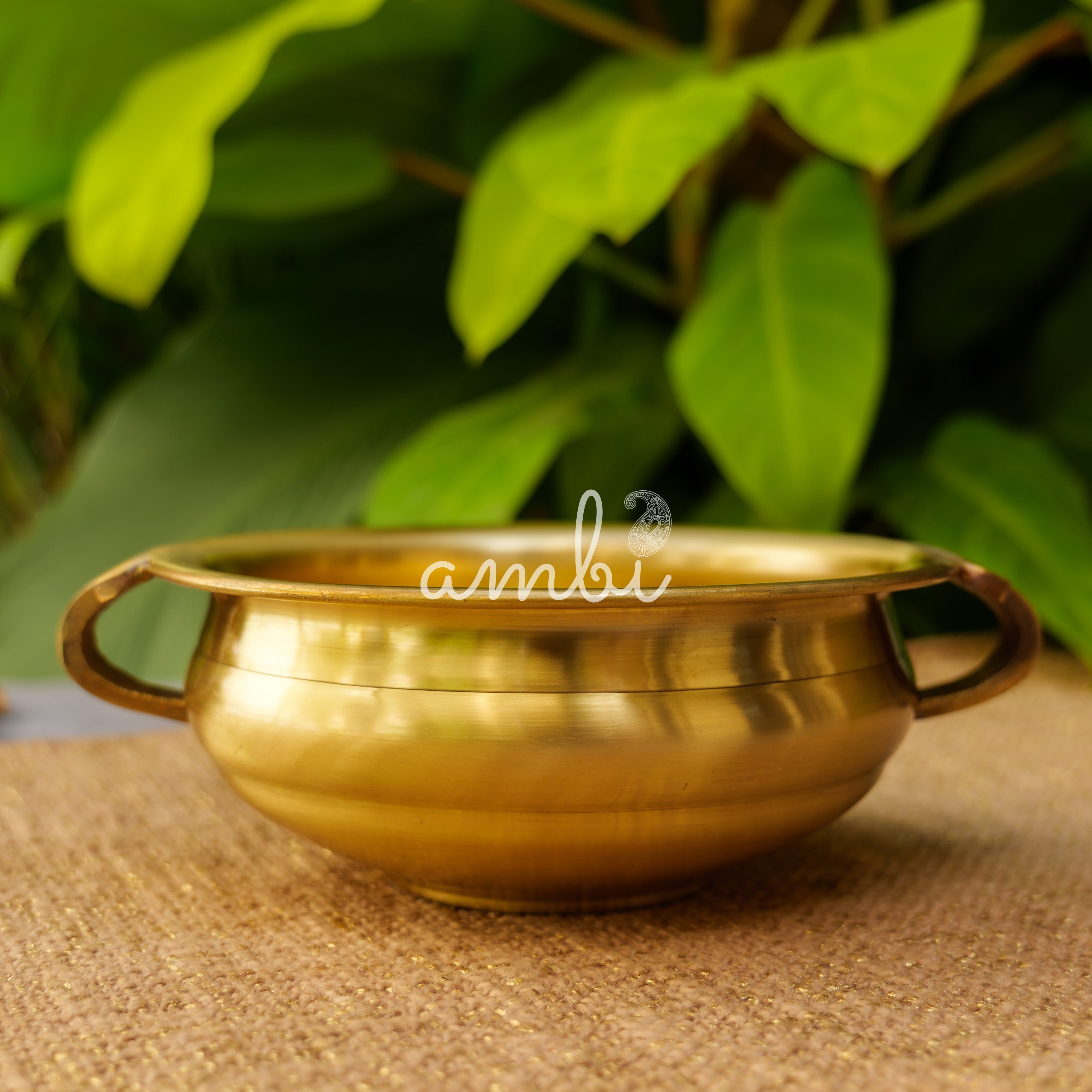 Ambi Pure Brass Small Round Urli - 6 inches diameter