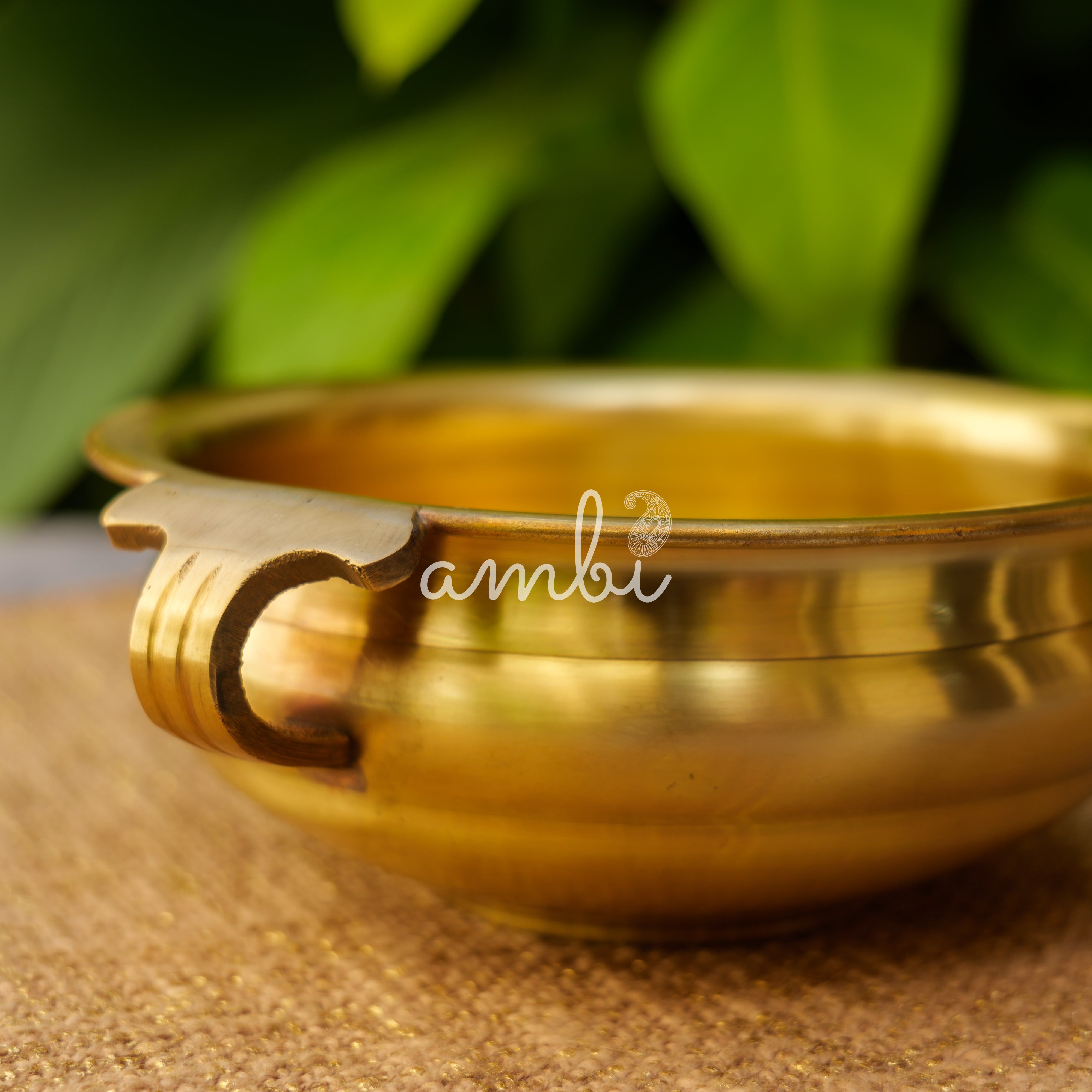 Ambi Pure Brass Small Round Urli - 6 inches diameter