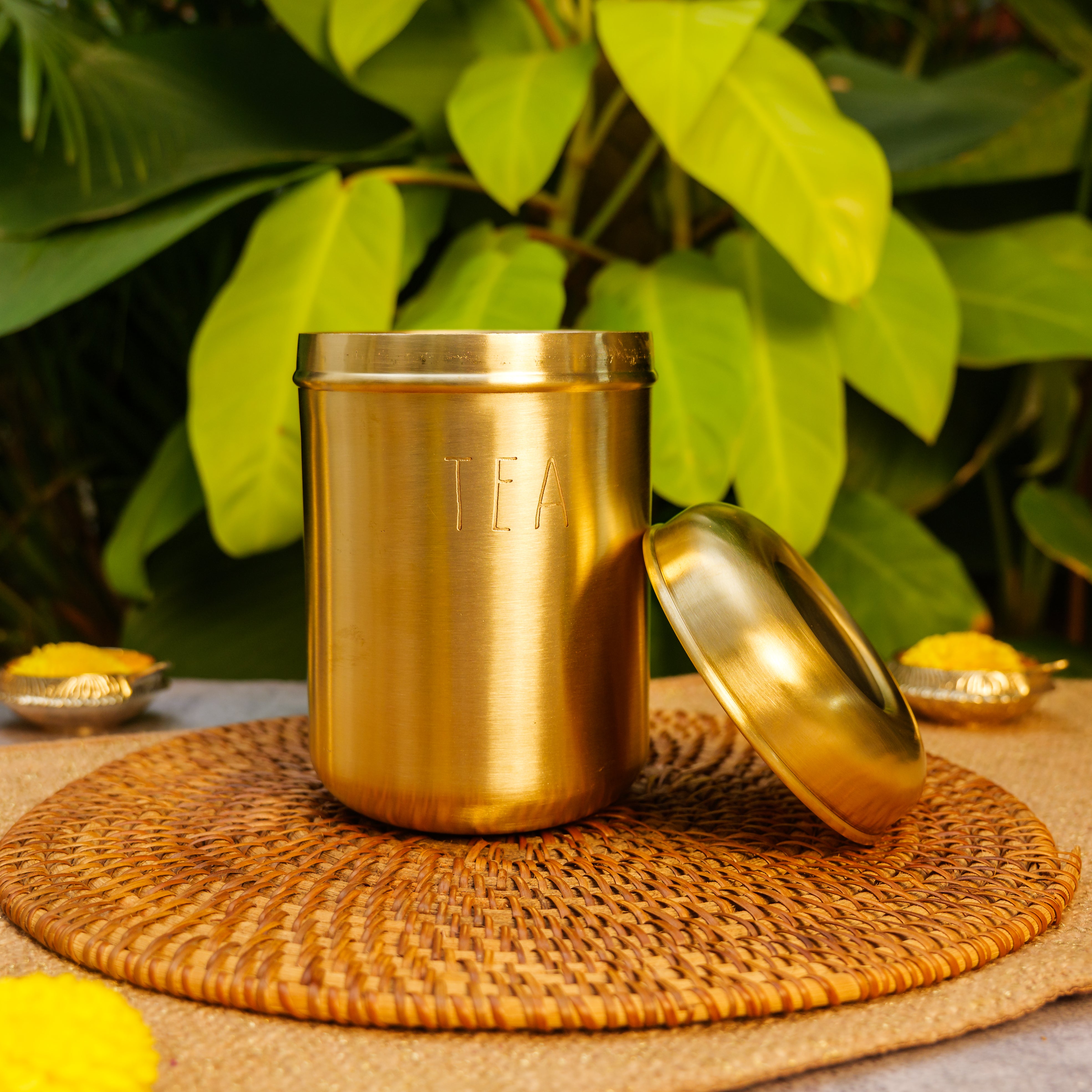 Tea Jar - Pure Brass Jar Storage Container - 1 L