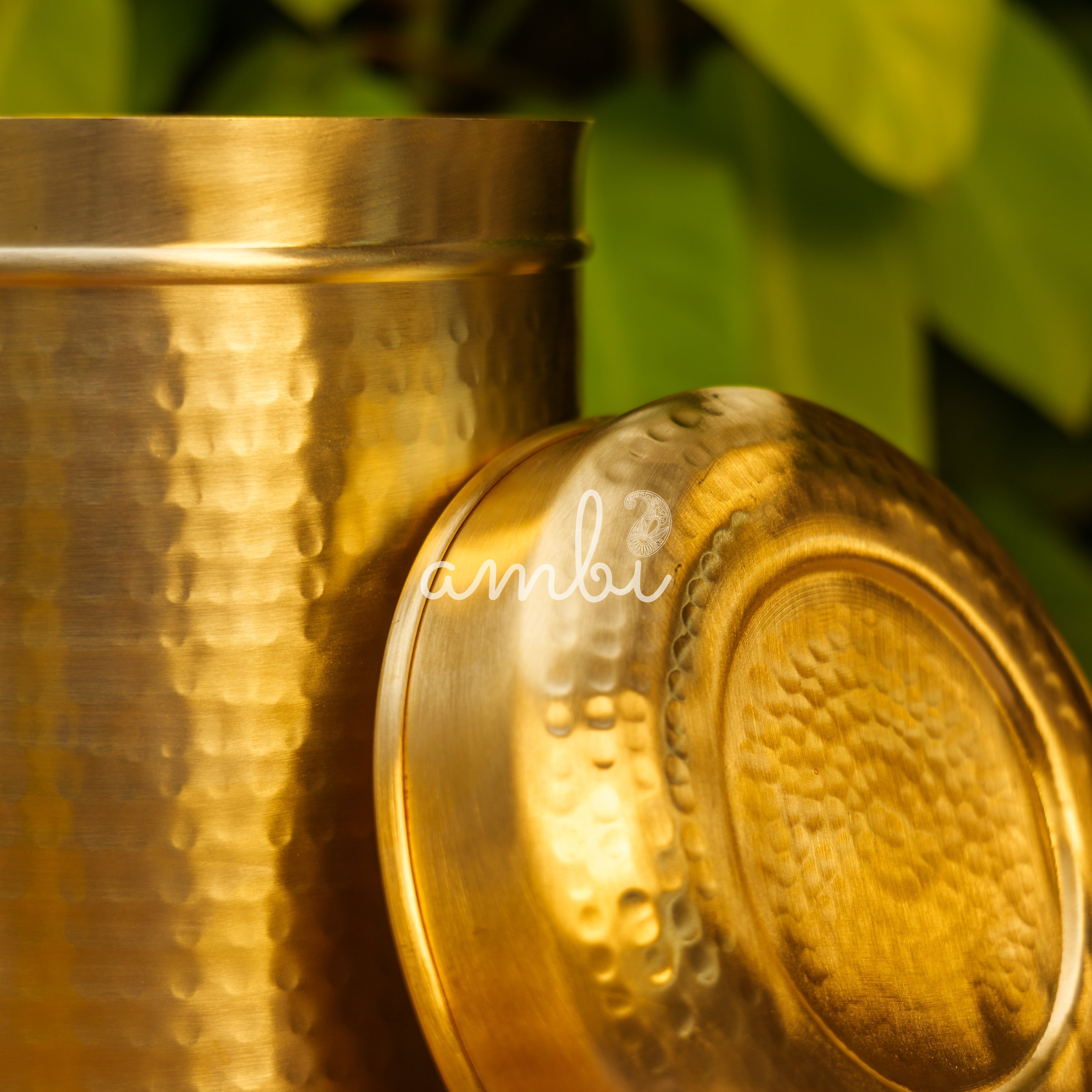 Pure Brass Hammered Kitchen Storage Box for Flour, Spices, Pulses etc - 3 Litres