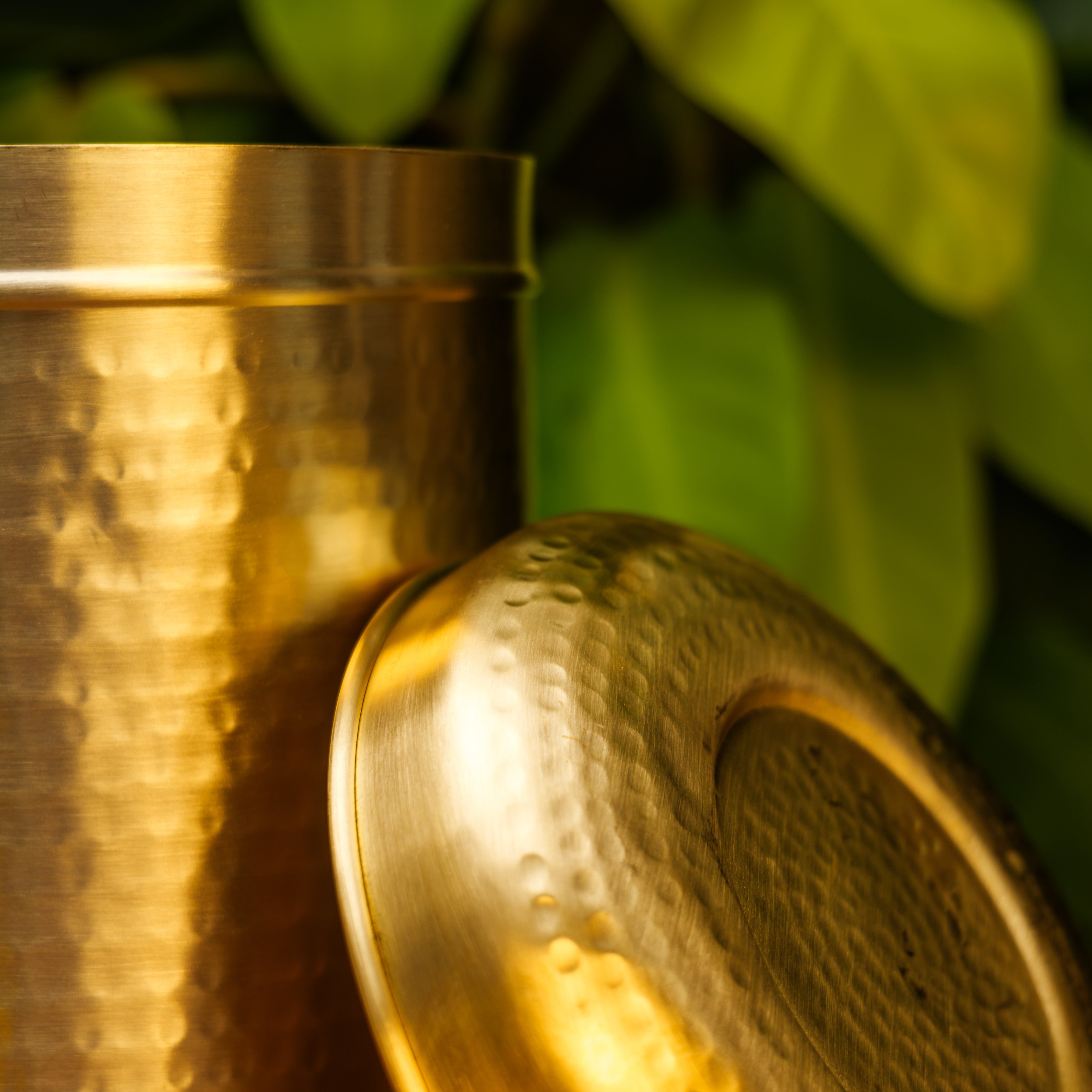 Pure Brass Hammered Kitchen Storage Box for Flour, Spices, Pulses etc - 3.5 Litres