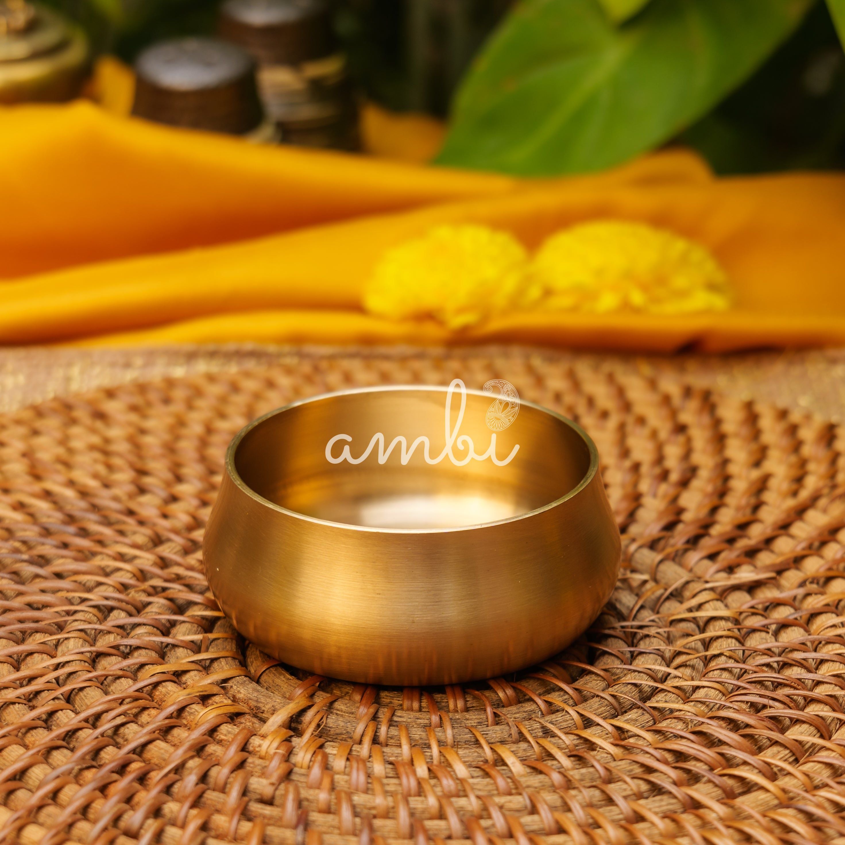 Ambi Pure 100% Lead Free Kansa Curved Thali Set - Set of 6 pieces - Matt Finish Heavy Masterpiece