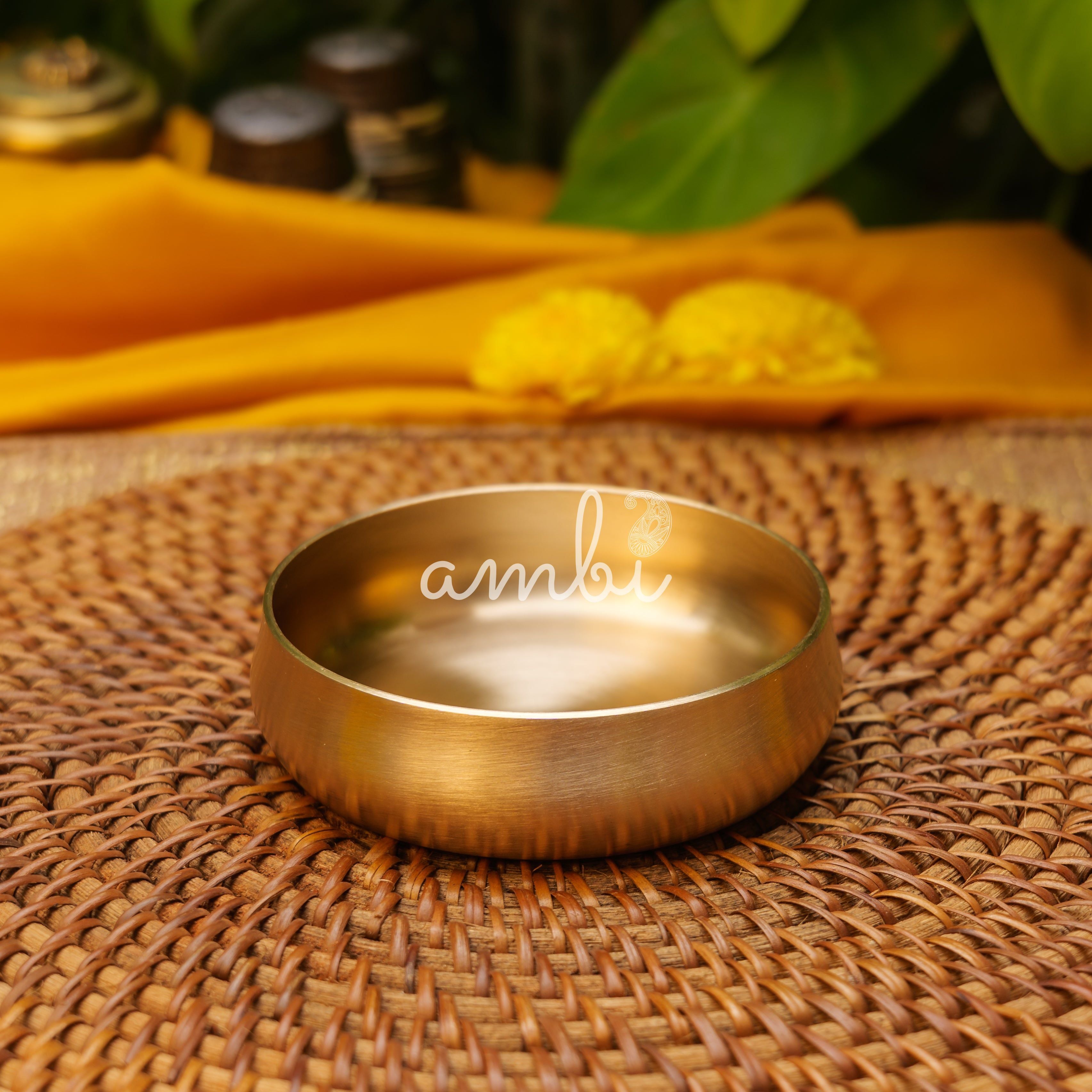 Ambi Pure 100% Lead Free Kansa Curved Thali Set - Set of 6 pieces - Matt Finish Heavy Masterpiece