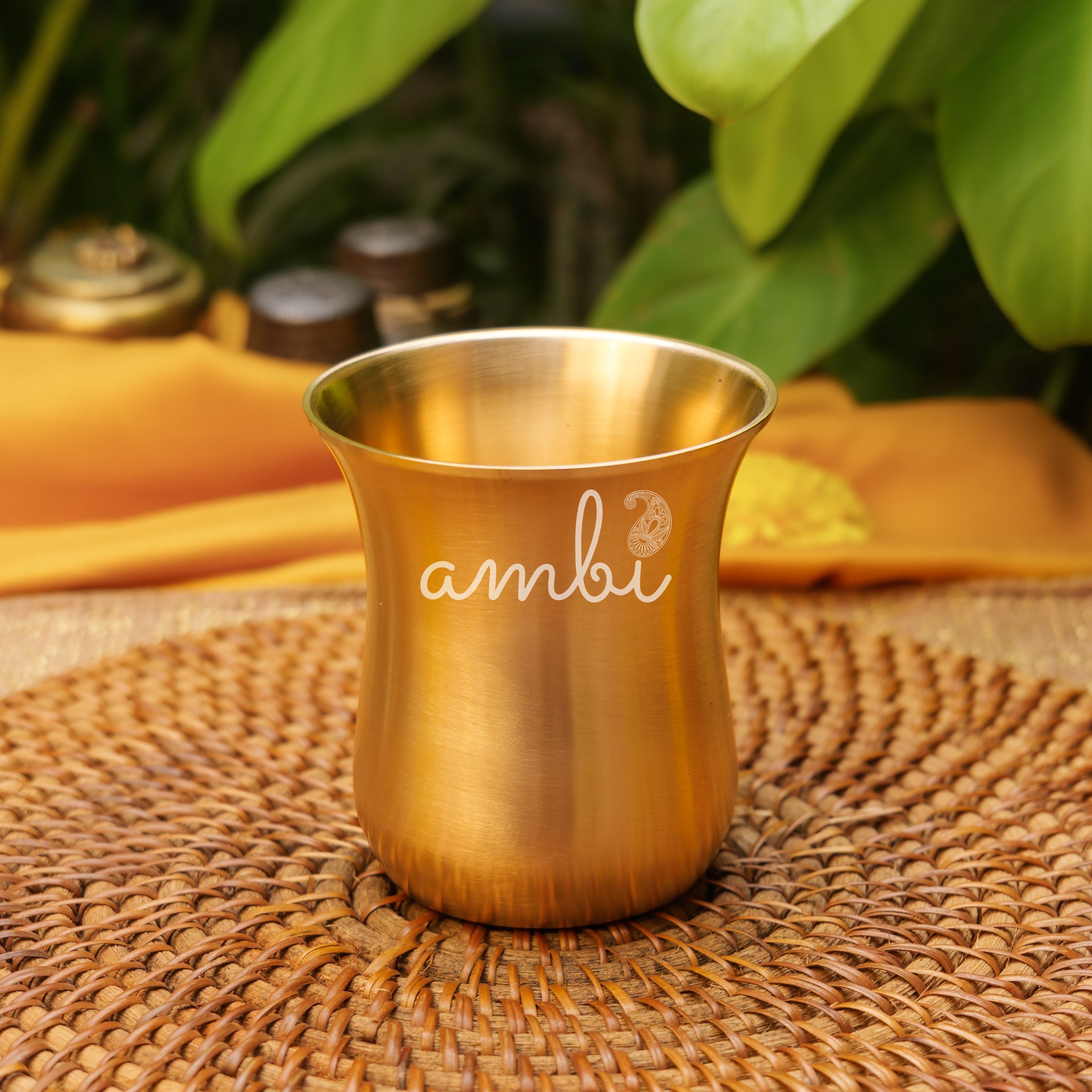 Ambi Pure 100% Lead Free Kansa Curved Thali Set - Set of 6 pieces - Matt Finish Heavy Masterpiece