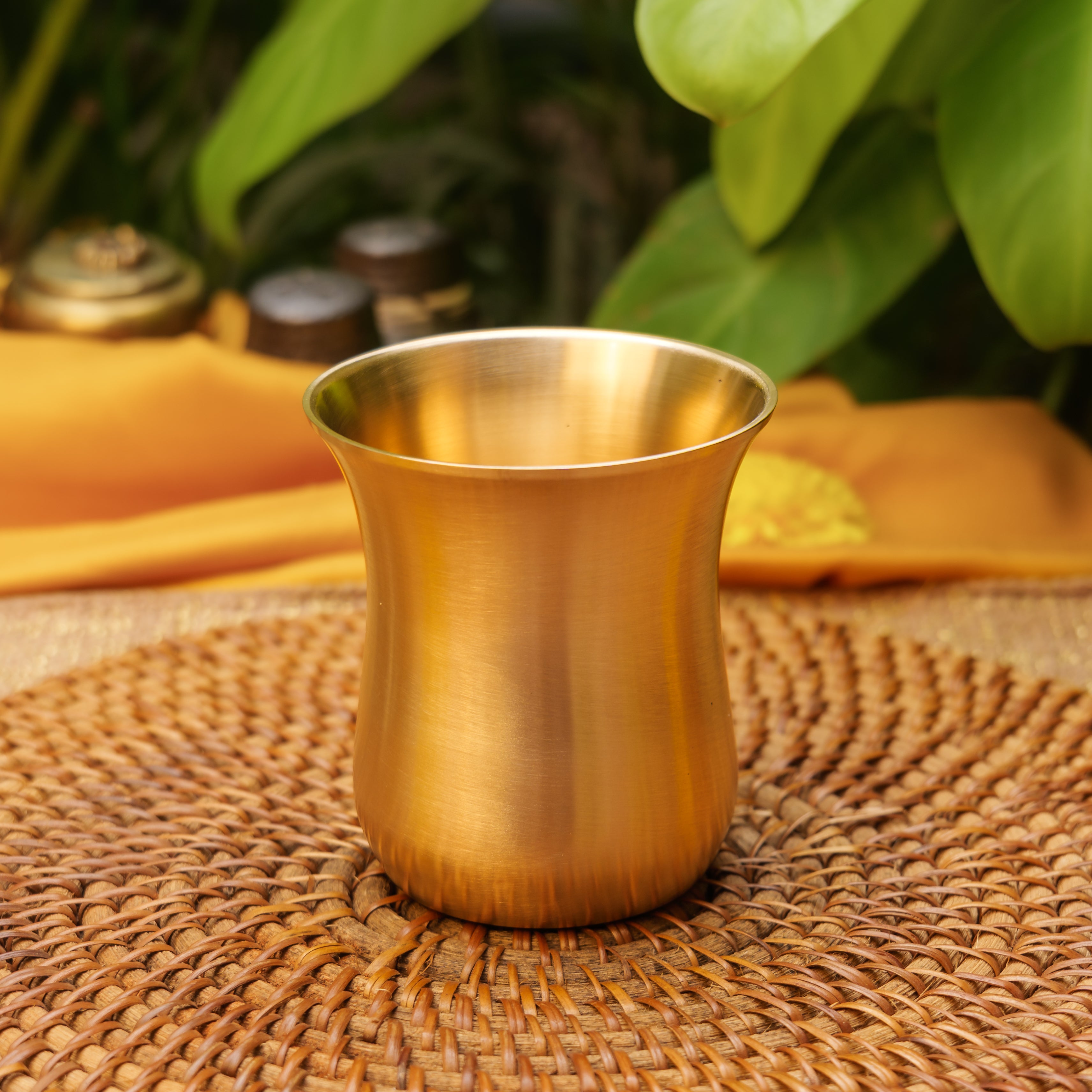 Ambi Pure 100% Lead Free Kansa Curved Thali Set - Set of 6 pieces - Matt Finish Heavy Masterpiece