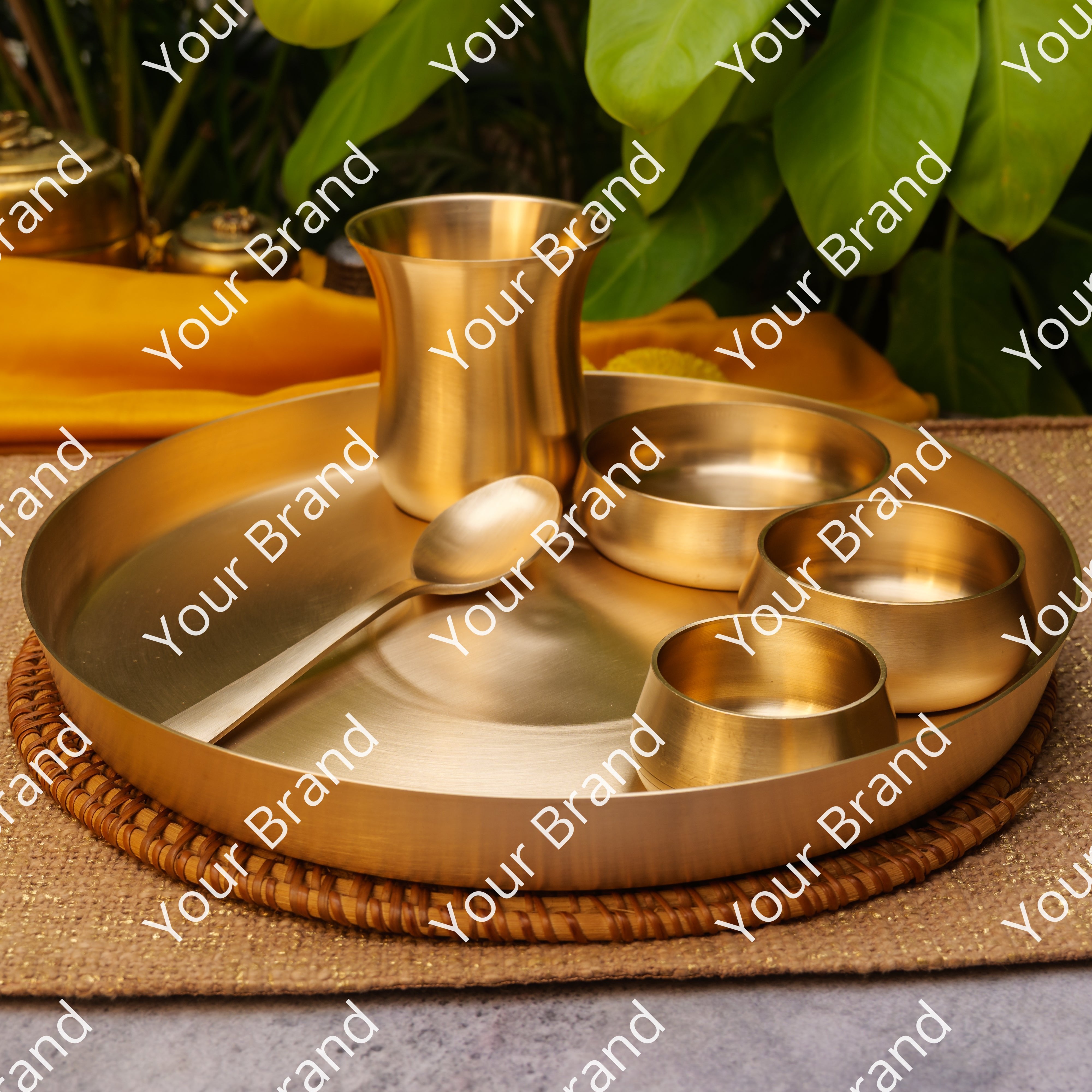 Ambi Heirloom Lead Free Kansa Thali — A Heritage Table Masterpiece (Set of 6)