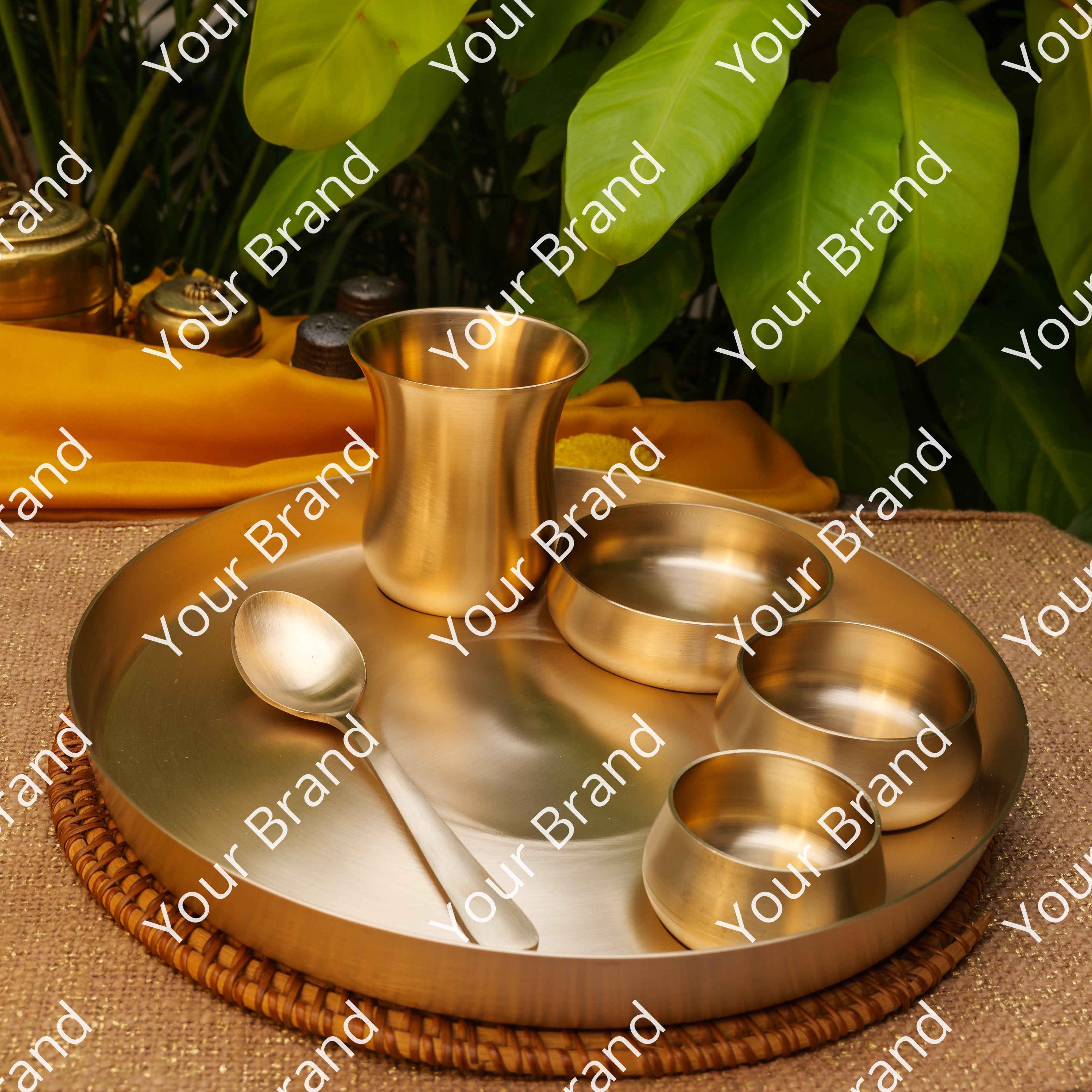 Ambi Heirloom Lead Free Kansa Thali — A Heritage Table Masterpiece (Set of 6)