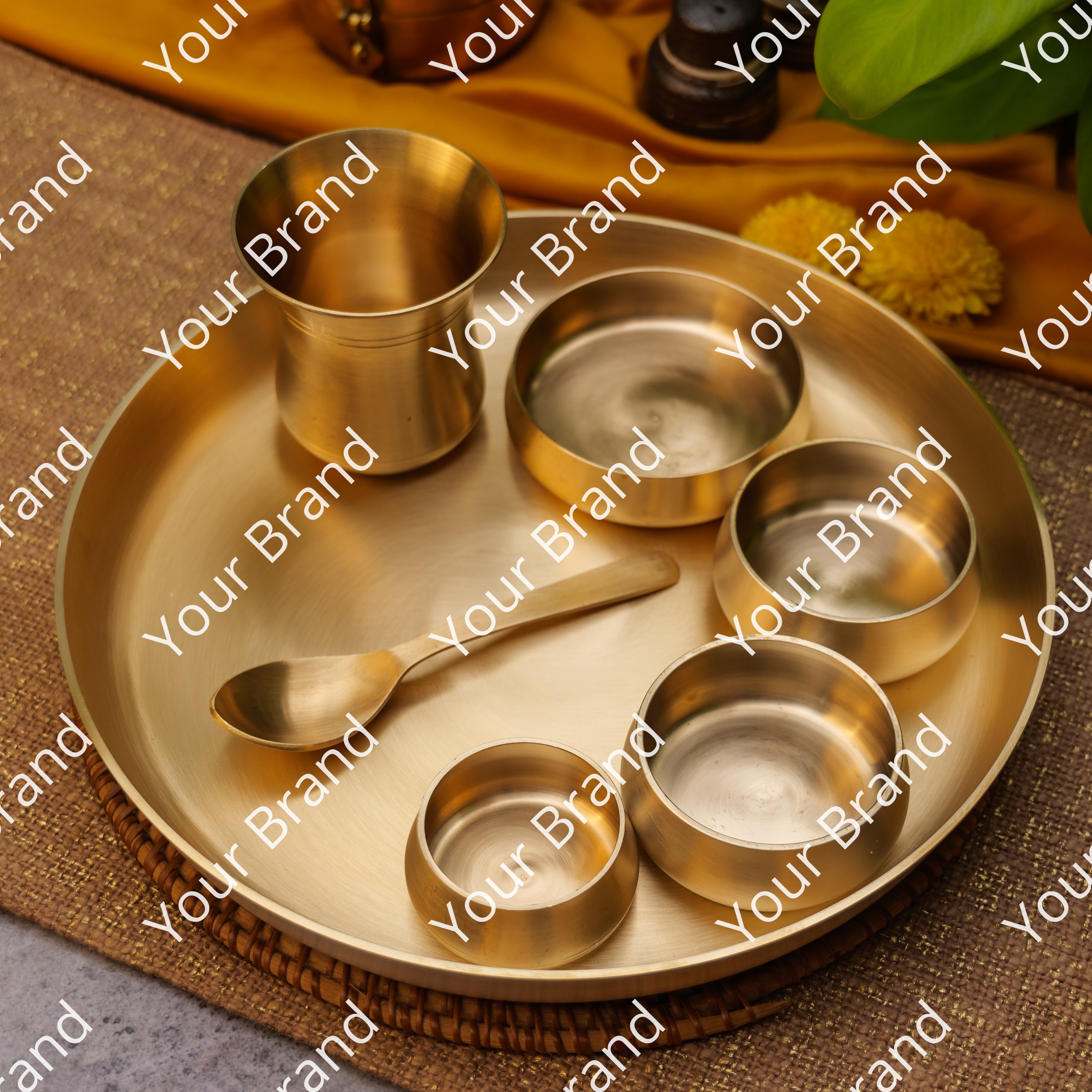 Ambi Heirloom Brass Thali — A Heritage Dining Experience (Set of 7)