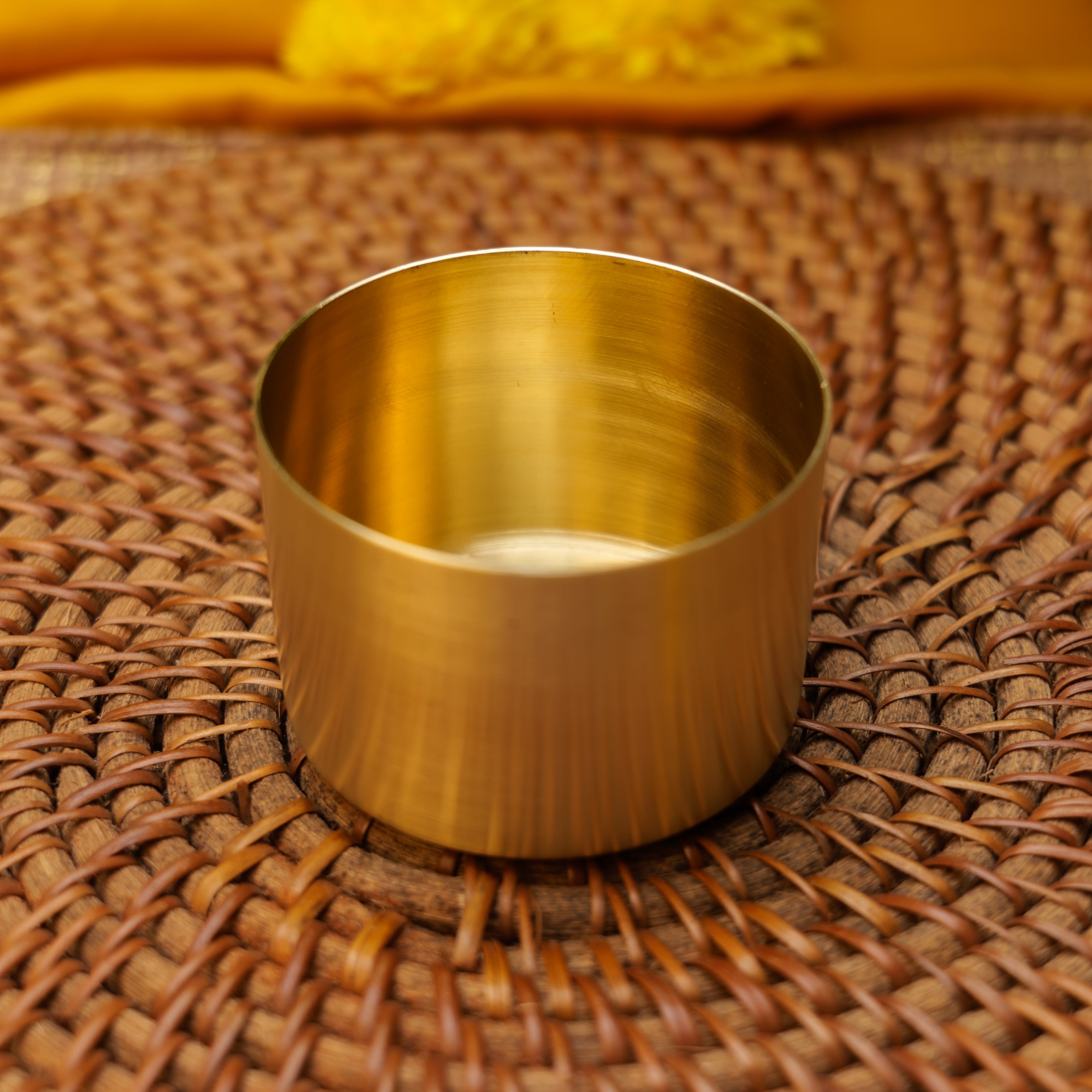 Ambi Classy Pure Brass Hammered Round Spice Box Masala Daani with 7 Spice Containers - 8 Inches