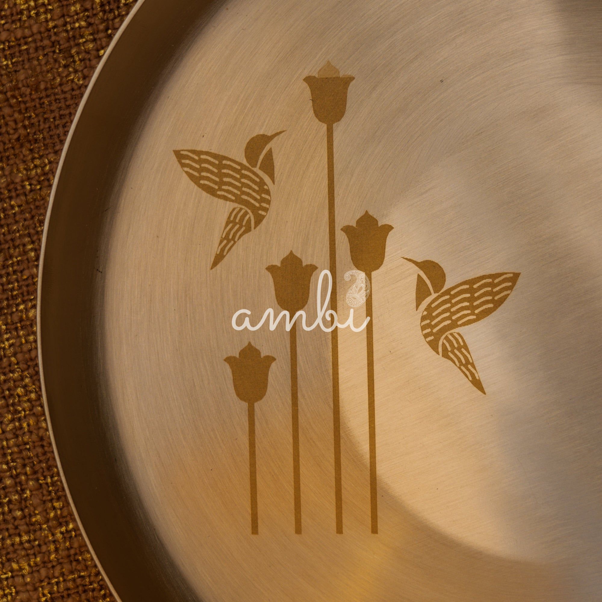 Ambi Pure 100% Lead Free Kansa Thali Set of 6 - with Laser Cut Design