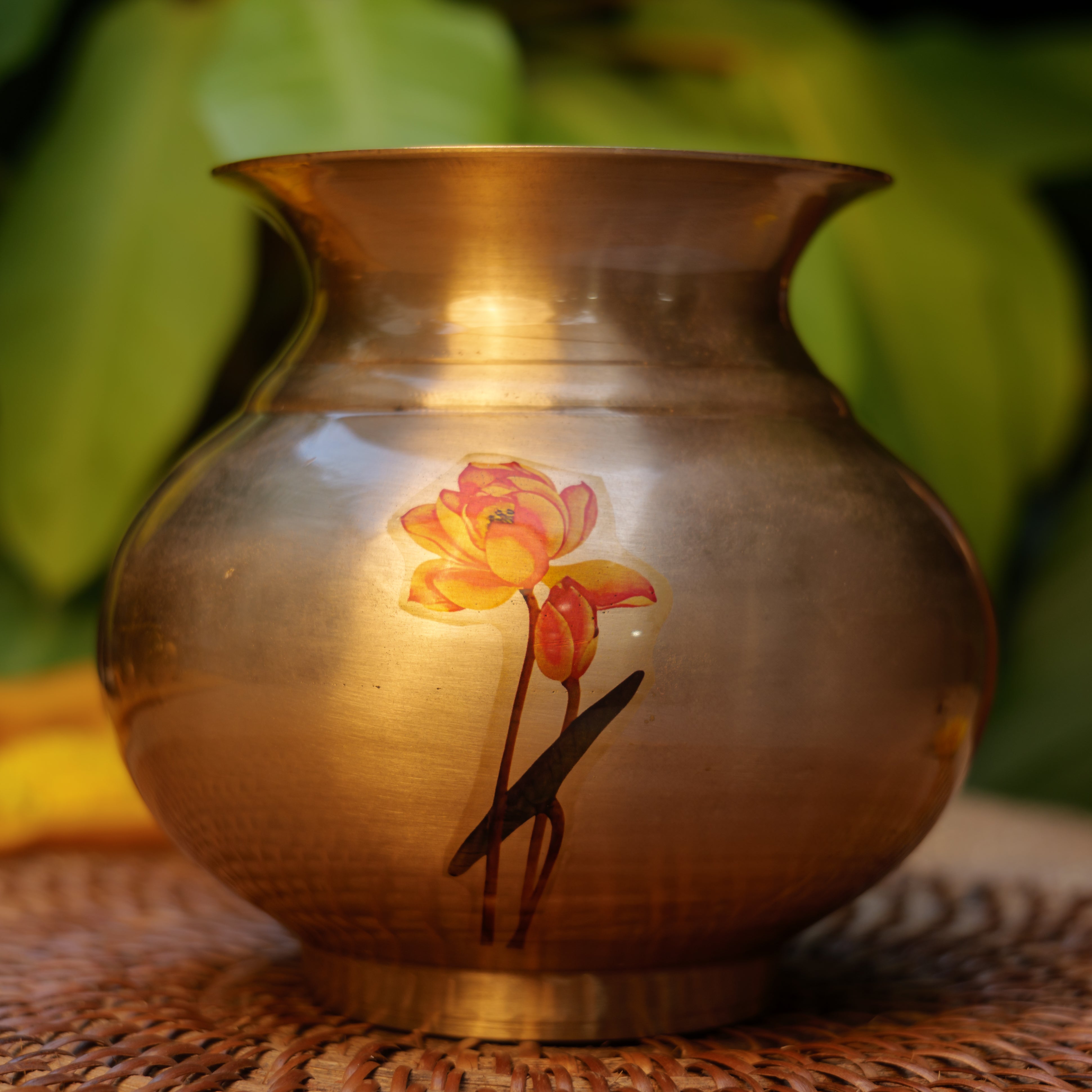 Pure Kansa Floral Hand Painted Finish Lota/Kalash