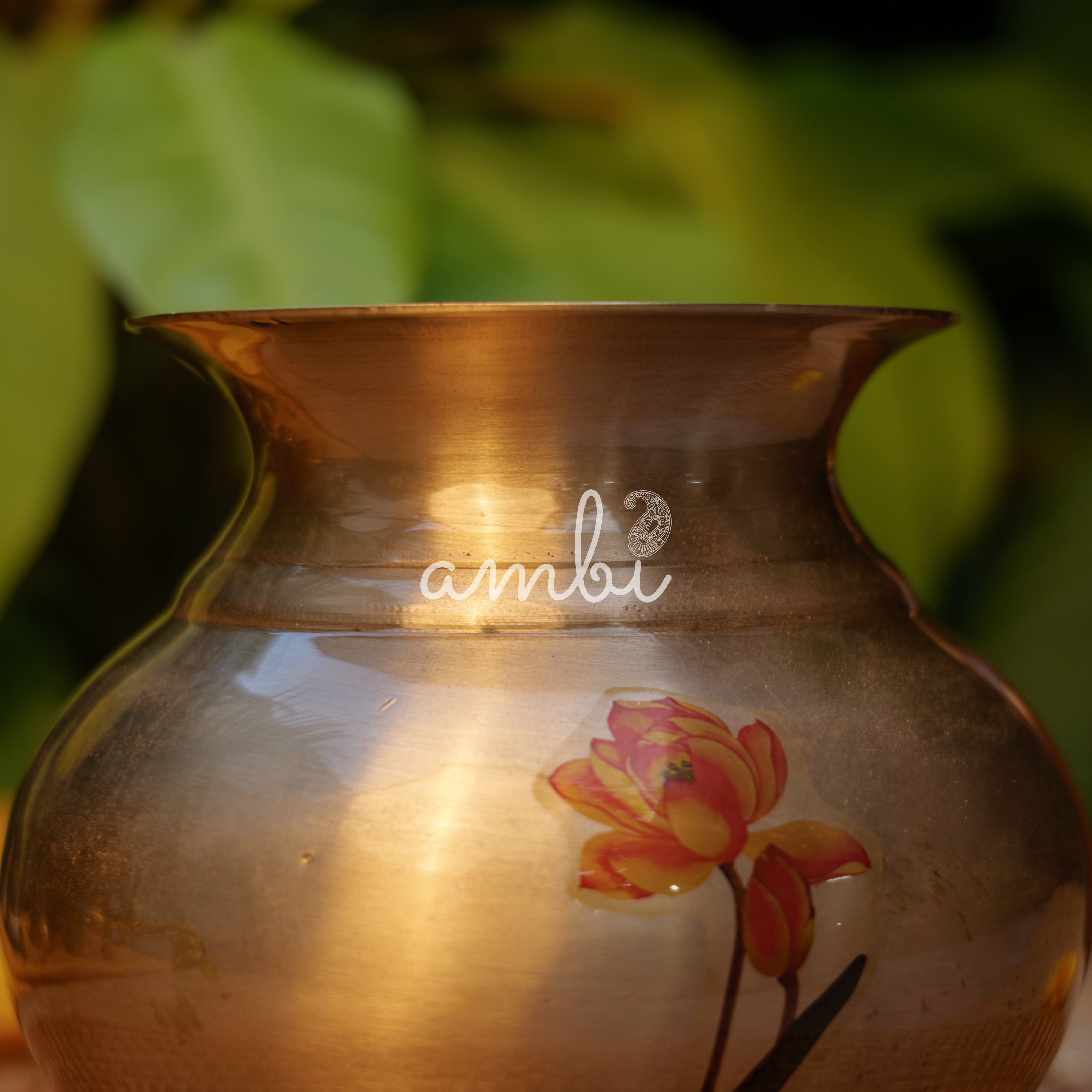 Pure Kansa Floral Hand Painted Finish Lota/Kalash