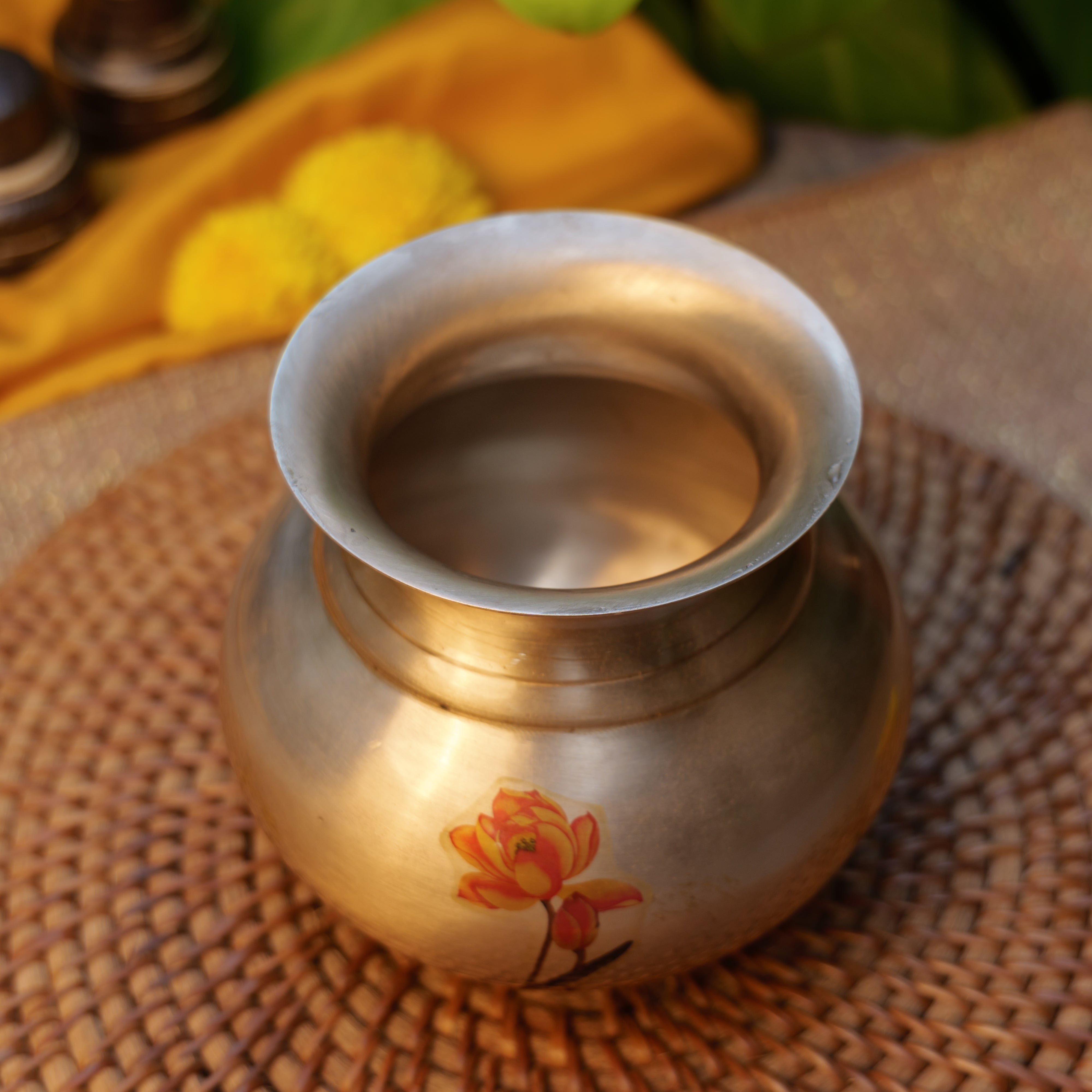 Pure Kansa Floral Hand Painted Finish Lota/Kalash