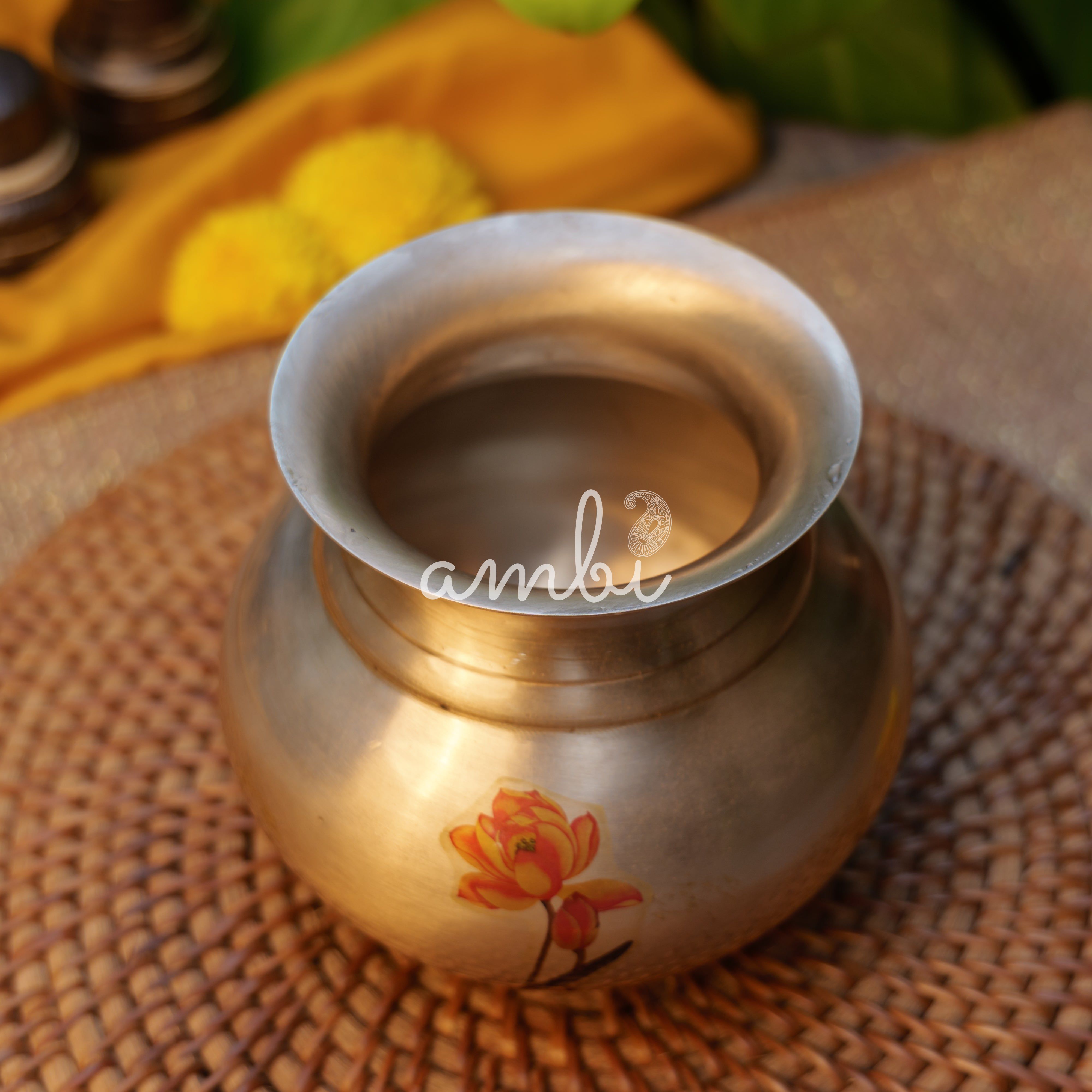 Pure Kansa Floral Hand Painted Finish Lota/Kalash
