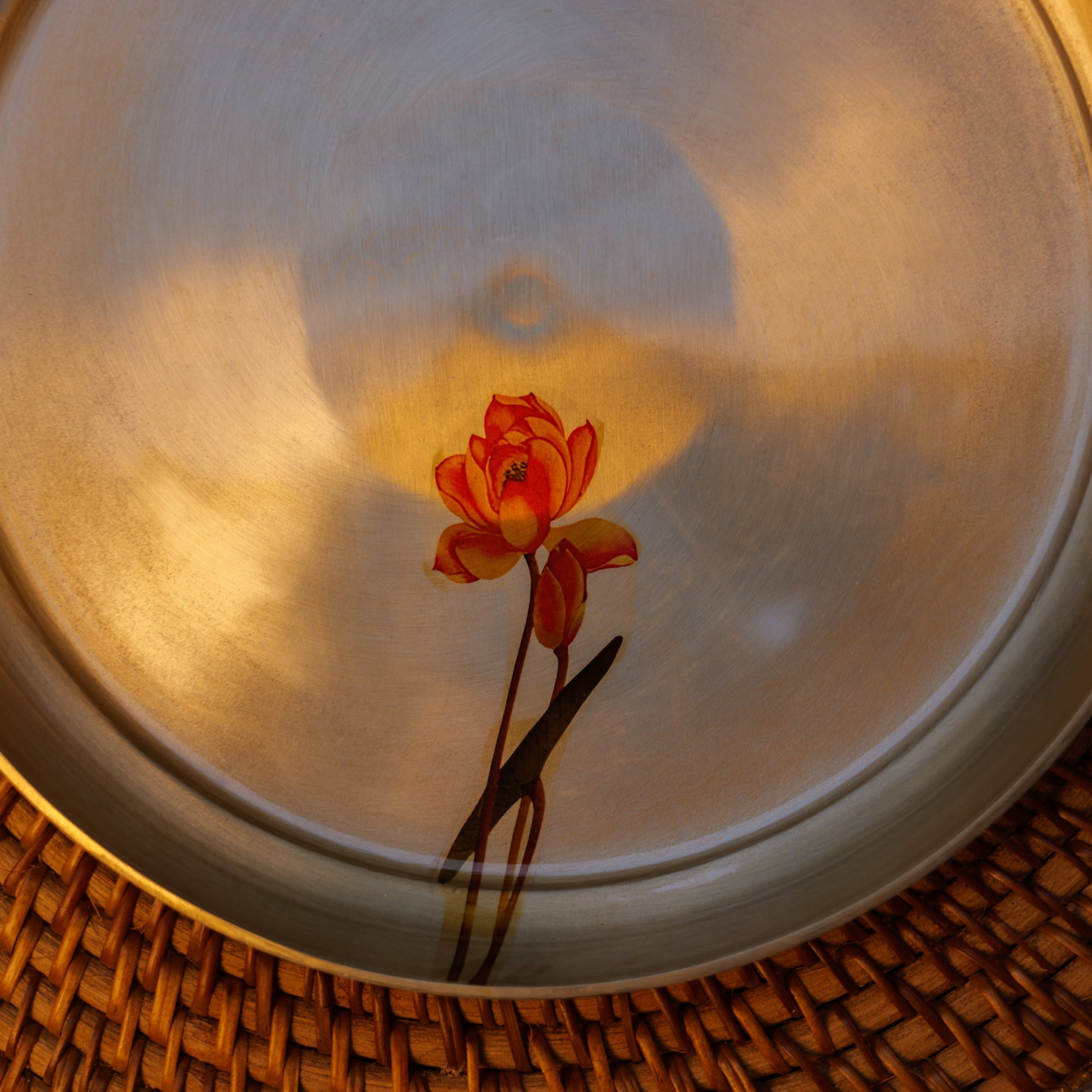 Lead Free 100% Pure Kansa Floral Hand Painted Finish Plate Large 9 Inch