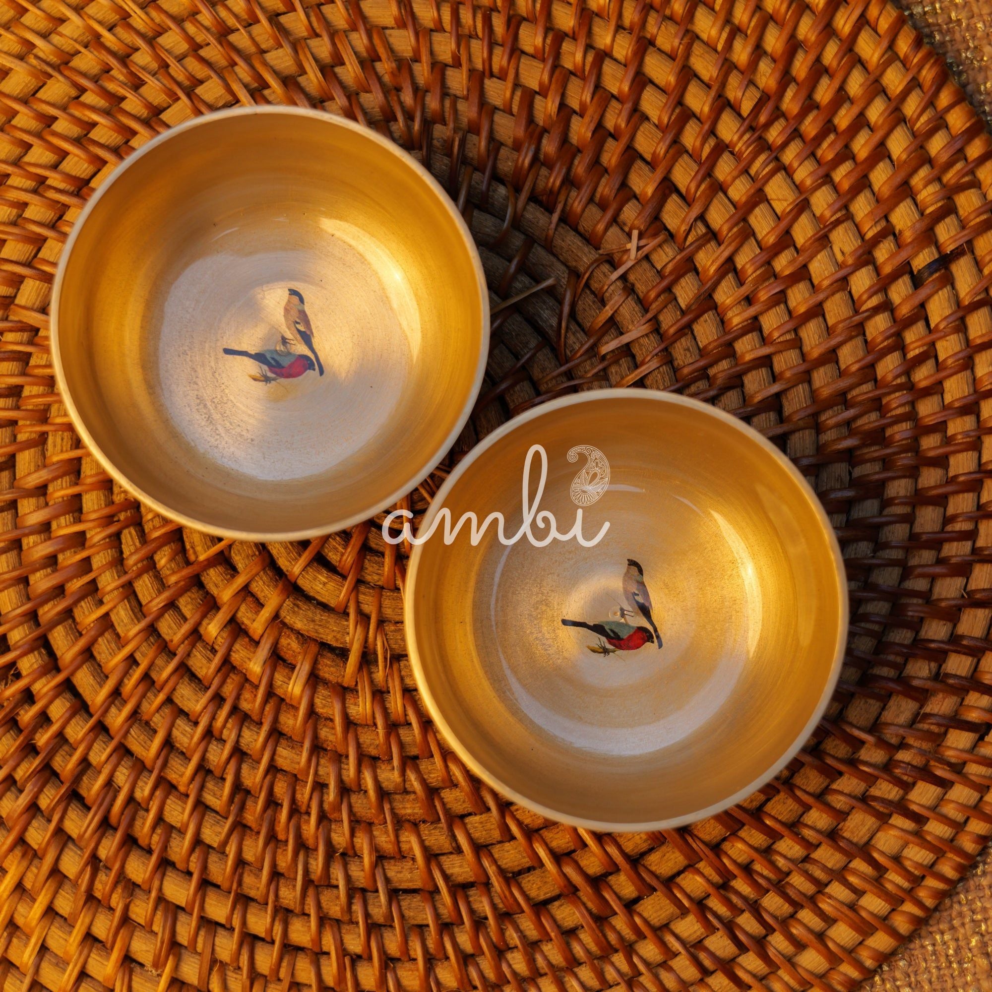 Pure 100% Lead Free Kansa Sparrow Hand Painted Finish Bowl 3.5 inch - 170 ML