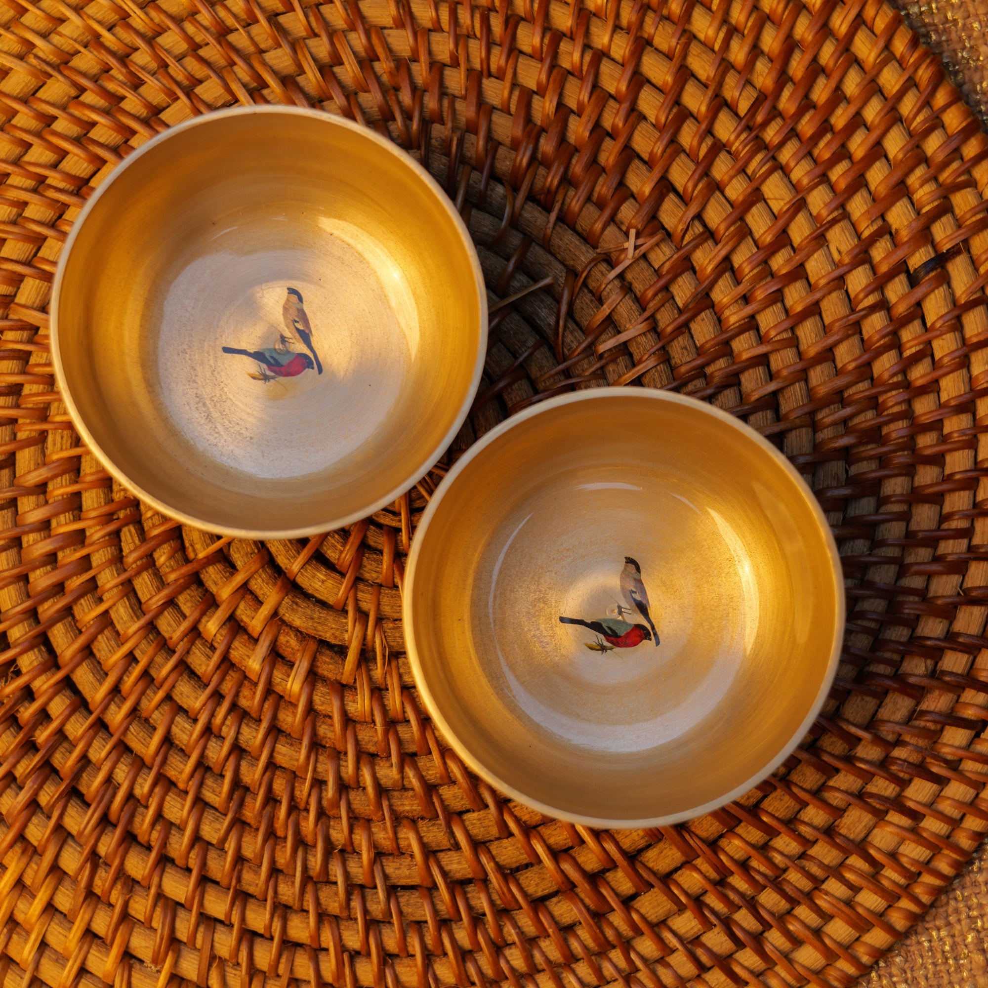 Pure 100% Lead Free Kansa Sparrow Hand Painted Finish Bowl 3.5 inch - 170 ML