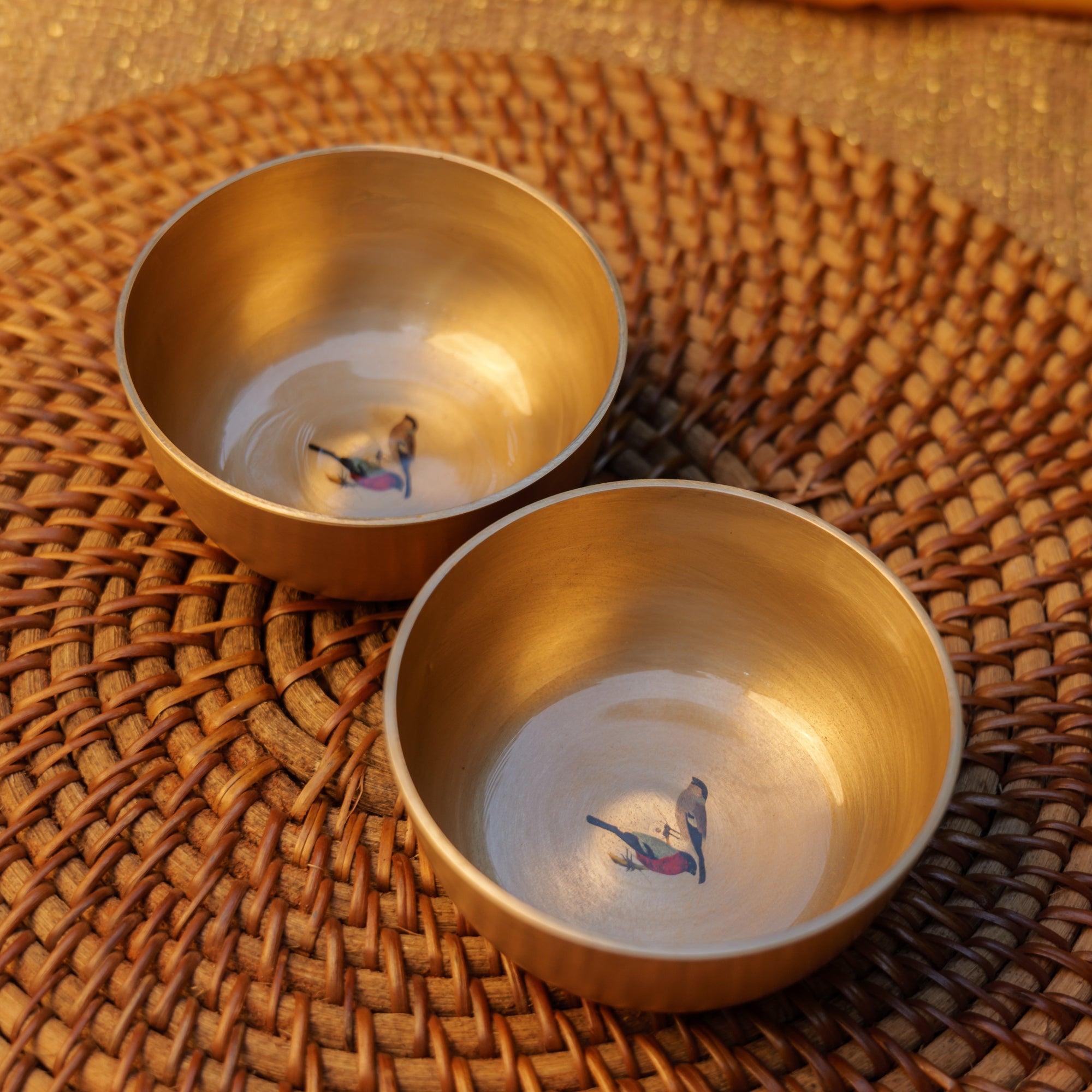 Pure 100% Lead Free Kansa Sparrow Hand Painted Finish Bowl 3.5 inch - 170 ML
