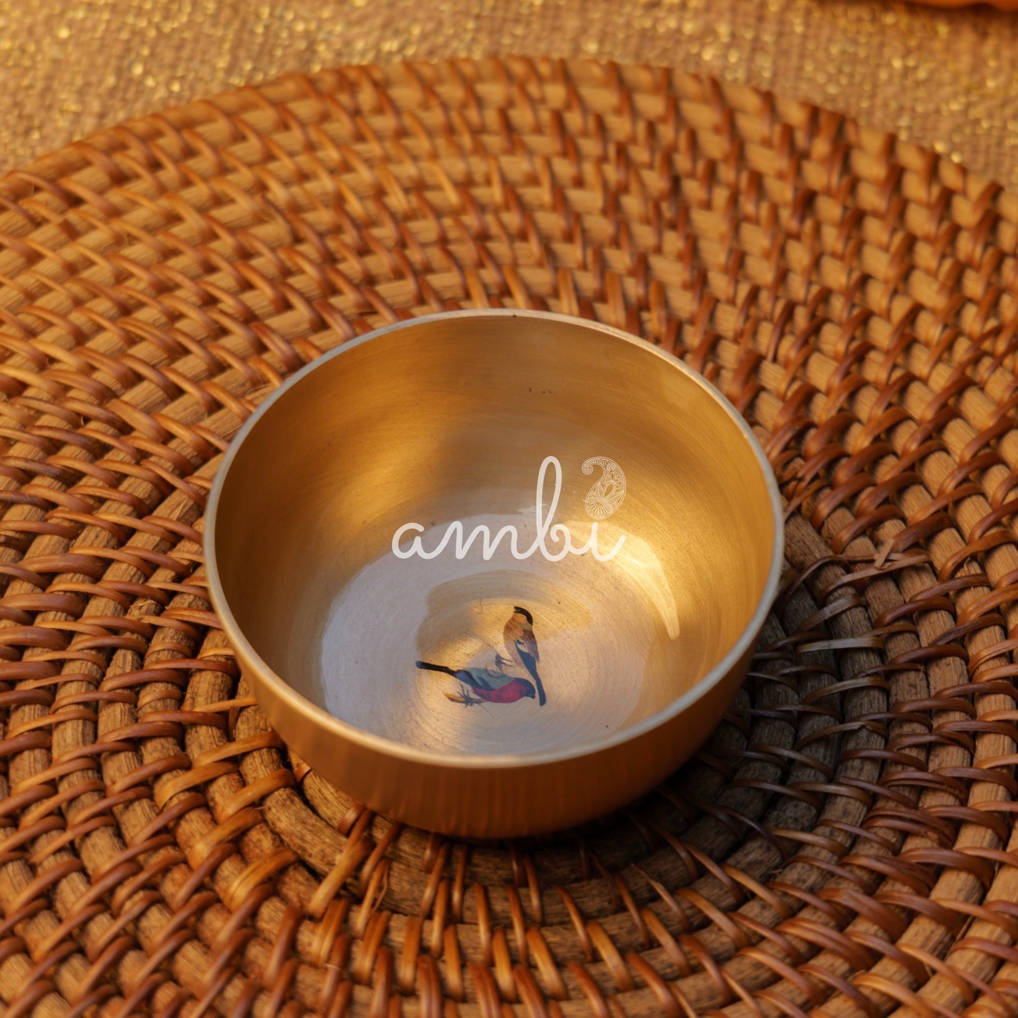 Pure 100% Lead Free Kansa Sparrow Hand Painted Finish Bowl 3.5 inch - 170 ML