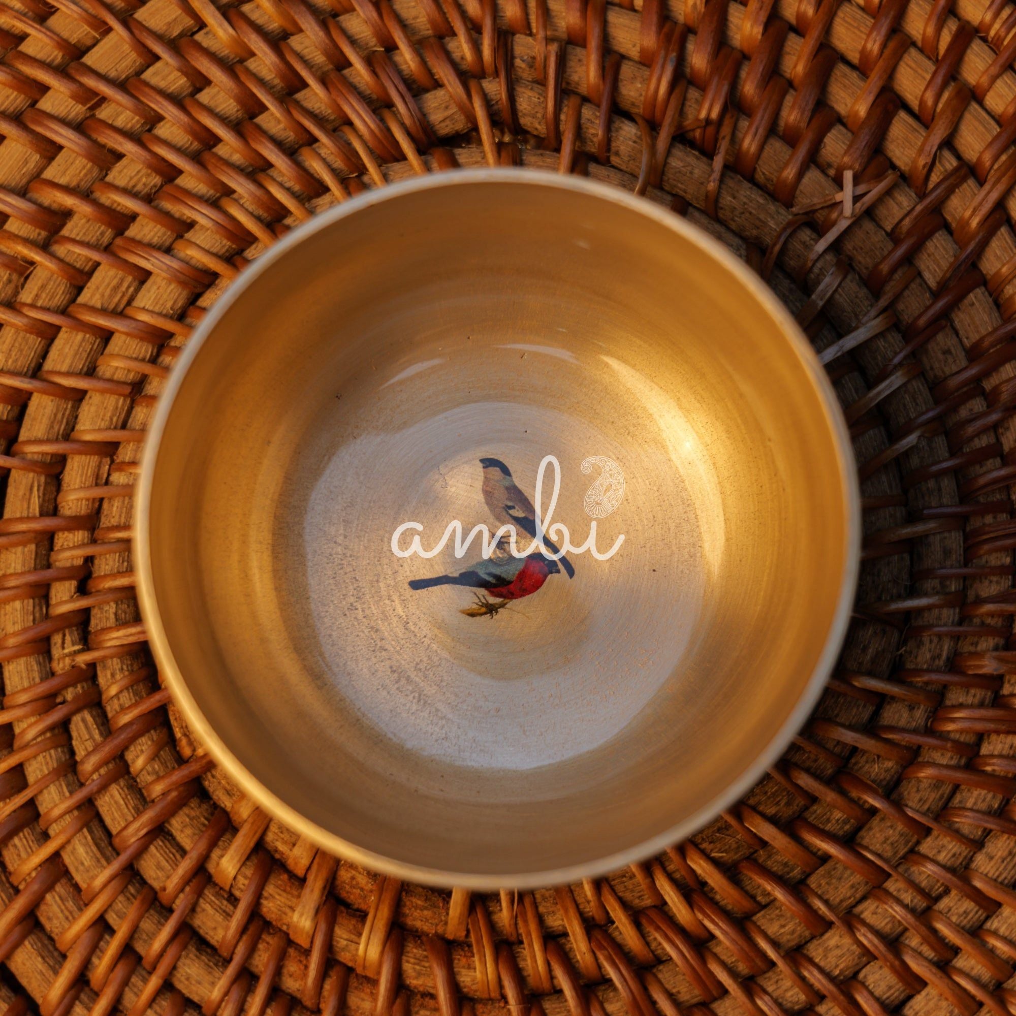 Pure 100% Lead Free Kansa Sparrow Hand Painted Finish Bowl 3.5 inch - 170 ML