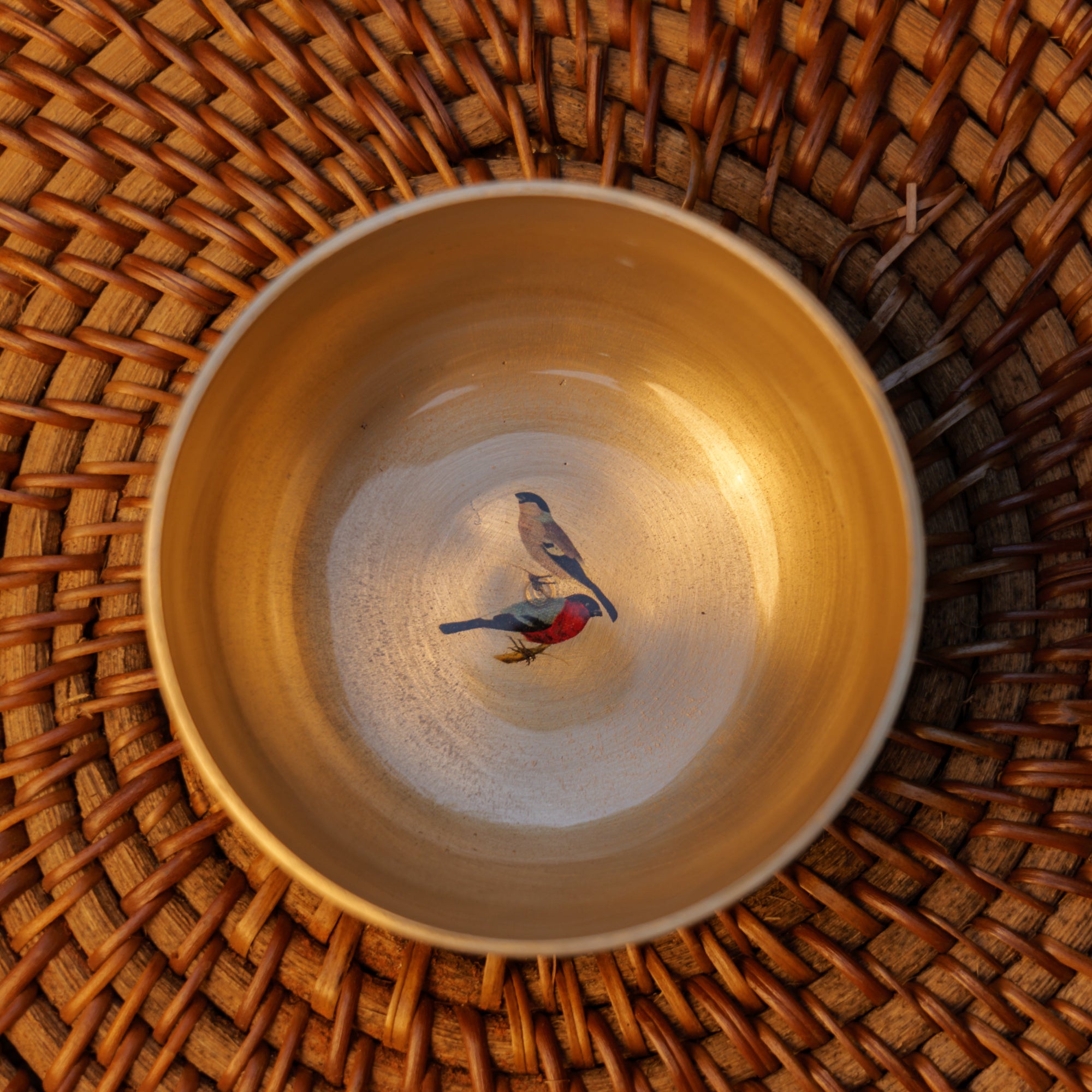Pure 100% Lead Free Kansa Sparrow Hand Painted Finish Bowl 3.5 inch - 170 ML