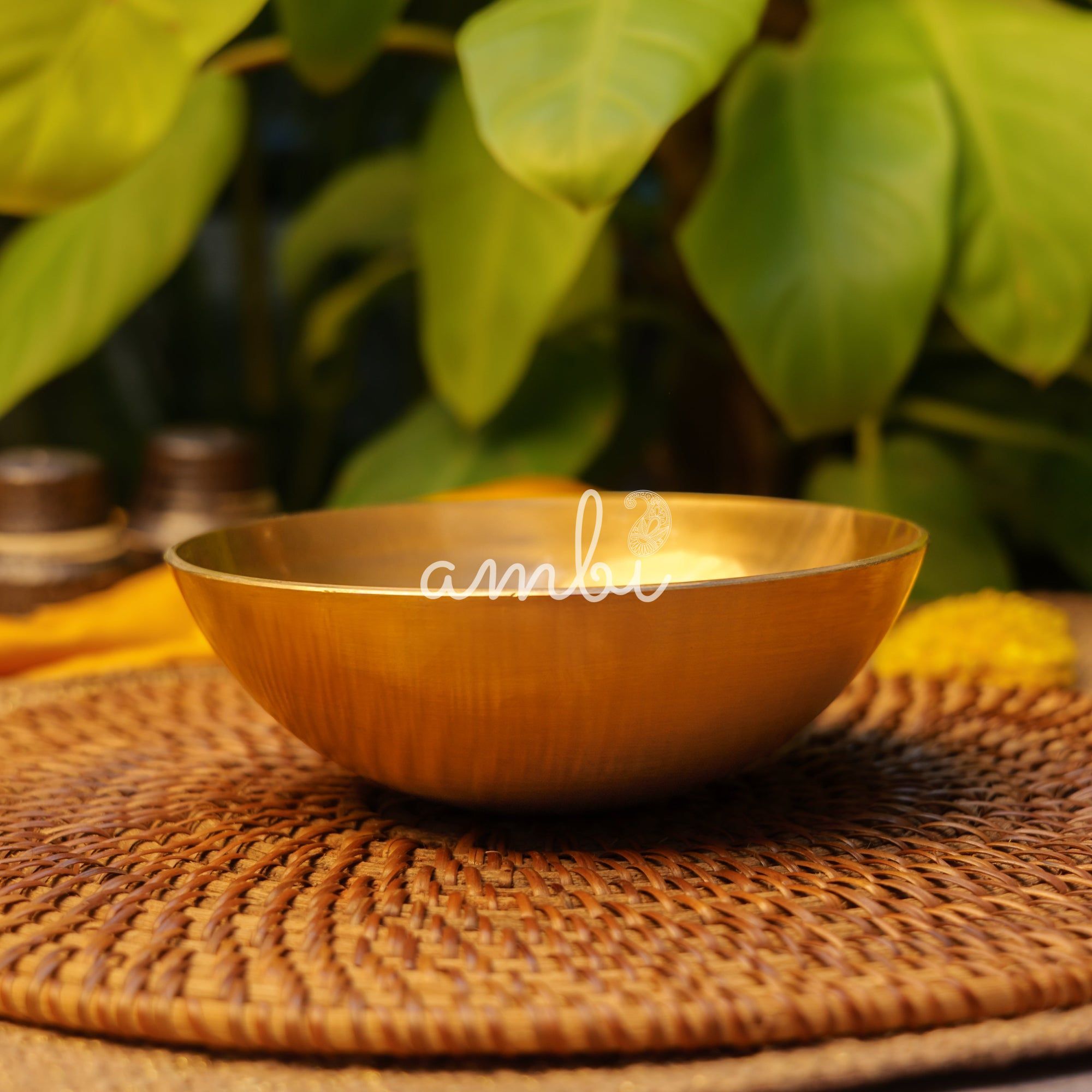 Ambi Pure 100% Lead Free Kansa Two Parrots Hand Painted Finish Large Serving Bowl - 6.5 Inches - 450 ML