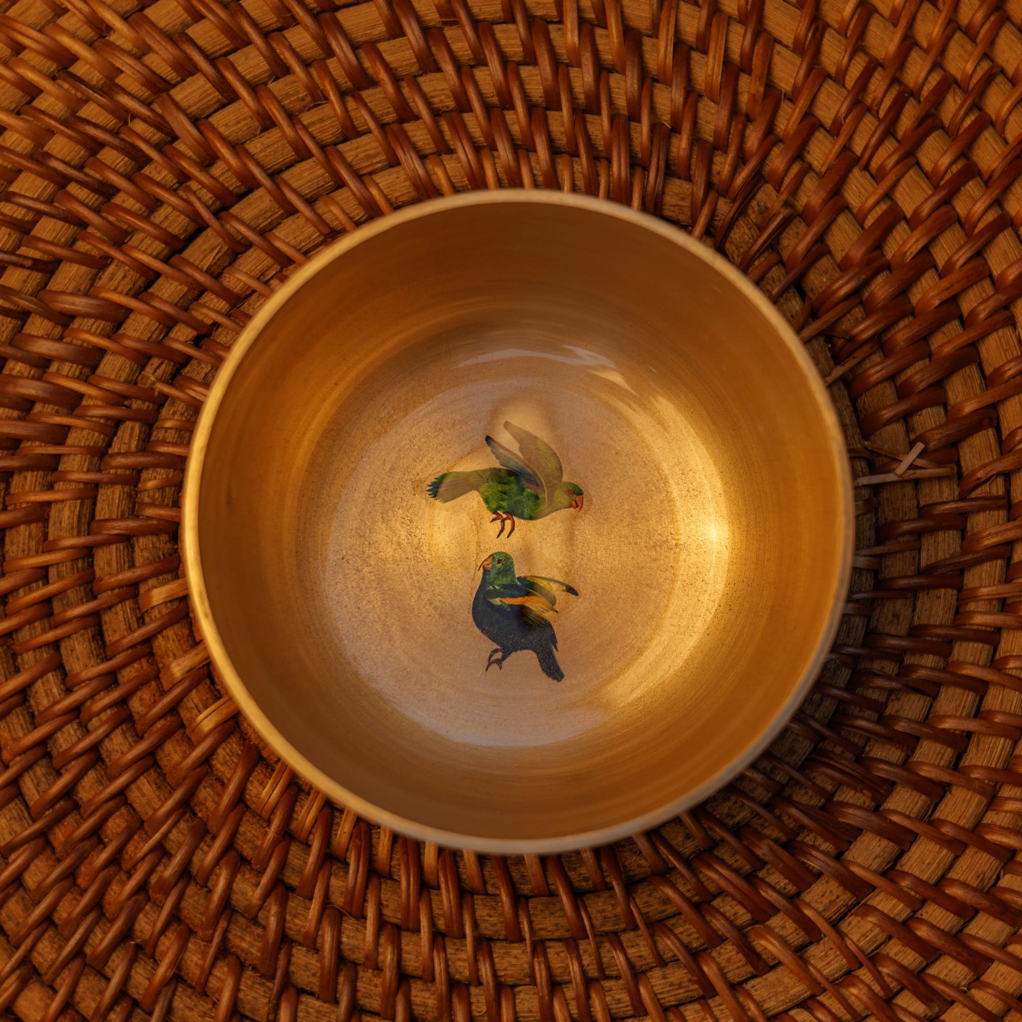 Pure 100% Lead Free Kansa Parrot Hand Painted Finish Serving Bowl Small 3.5 Inch - 170 ML