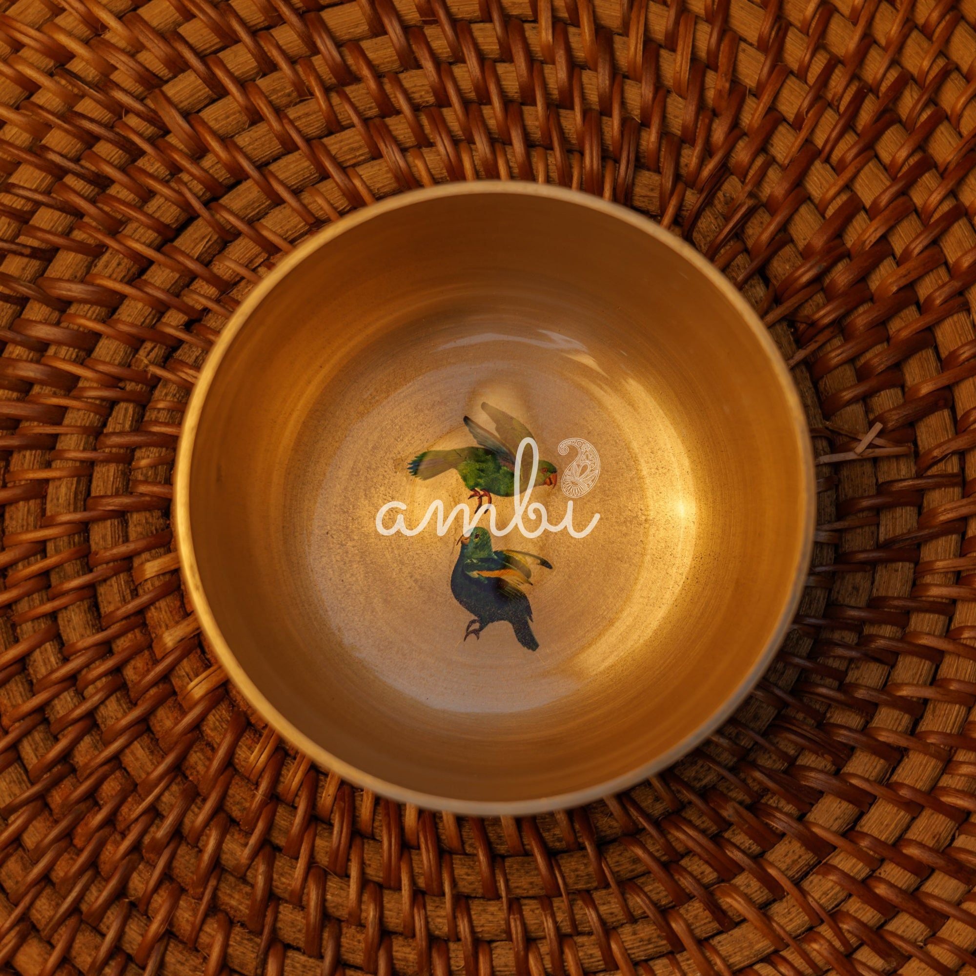 Pure 100% Lead Free Kansa Parrot Hand Painted Finish Serving Bowl Small 3.5 Inch - 170 ML