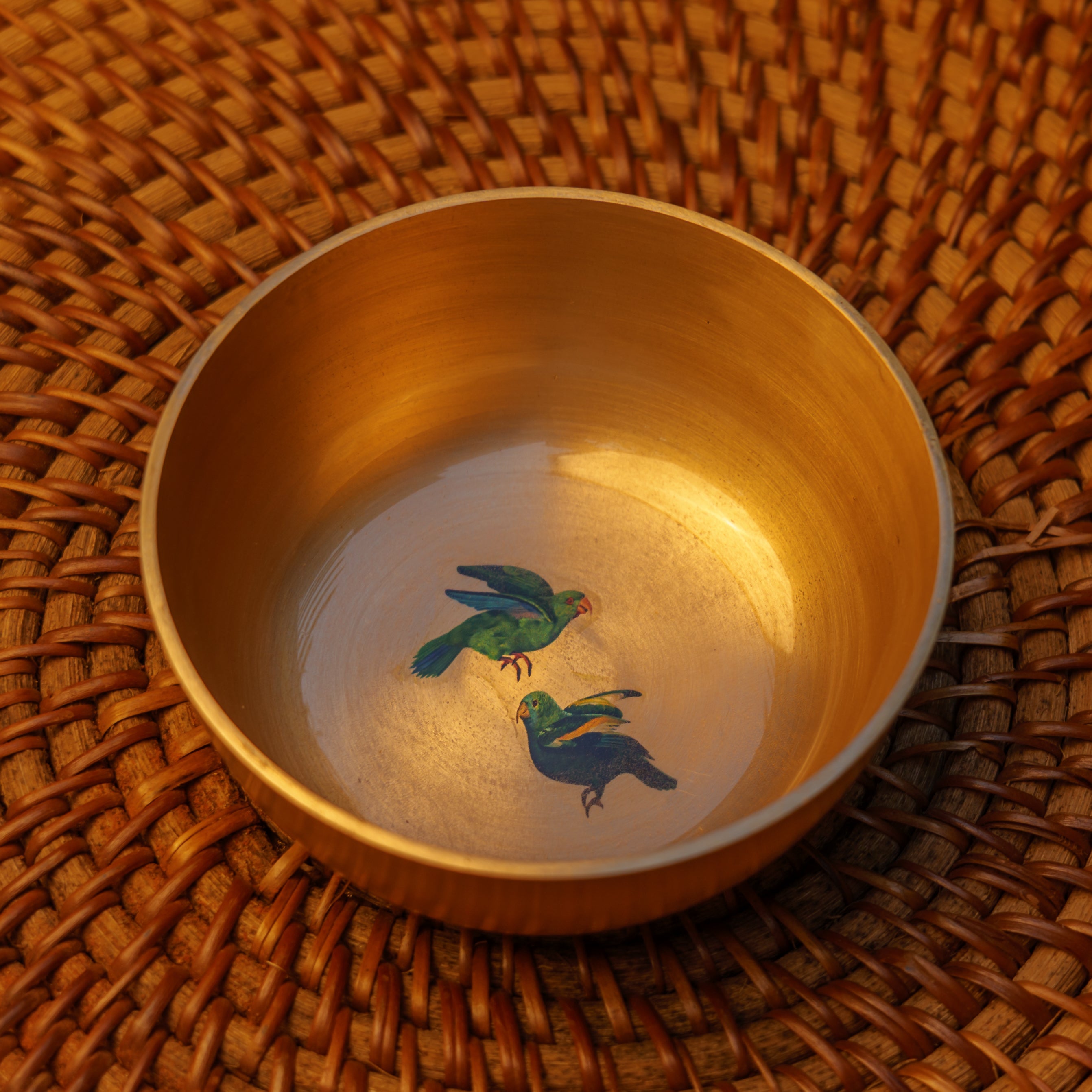 Pure 100% Lead Free Kansa Parrot Hand Painted Finish Medium Bowl 4 Inches - 270 ML
