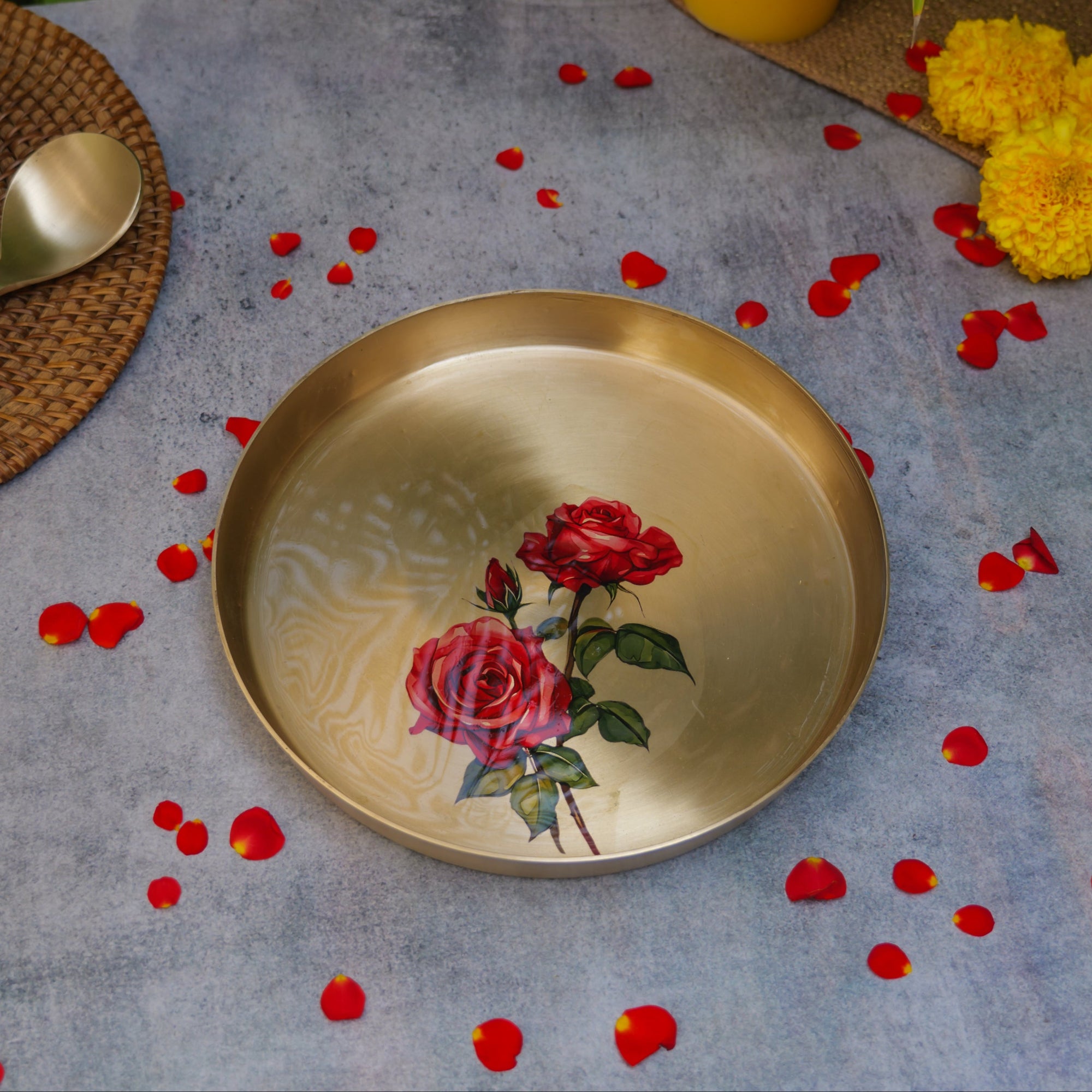 Ambi Pure Kansa Floral Hand Painted Plate 9 inch - a classic design piece