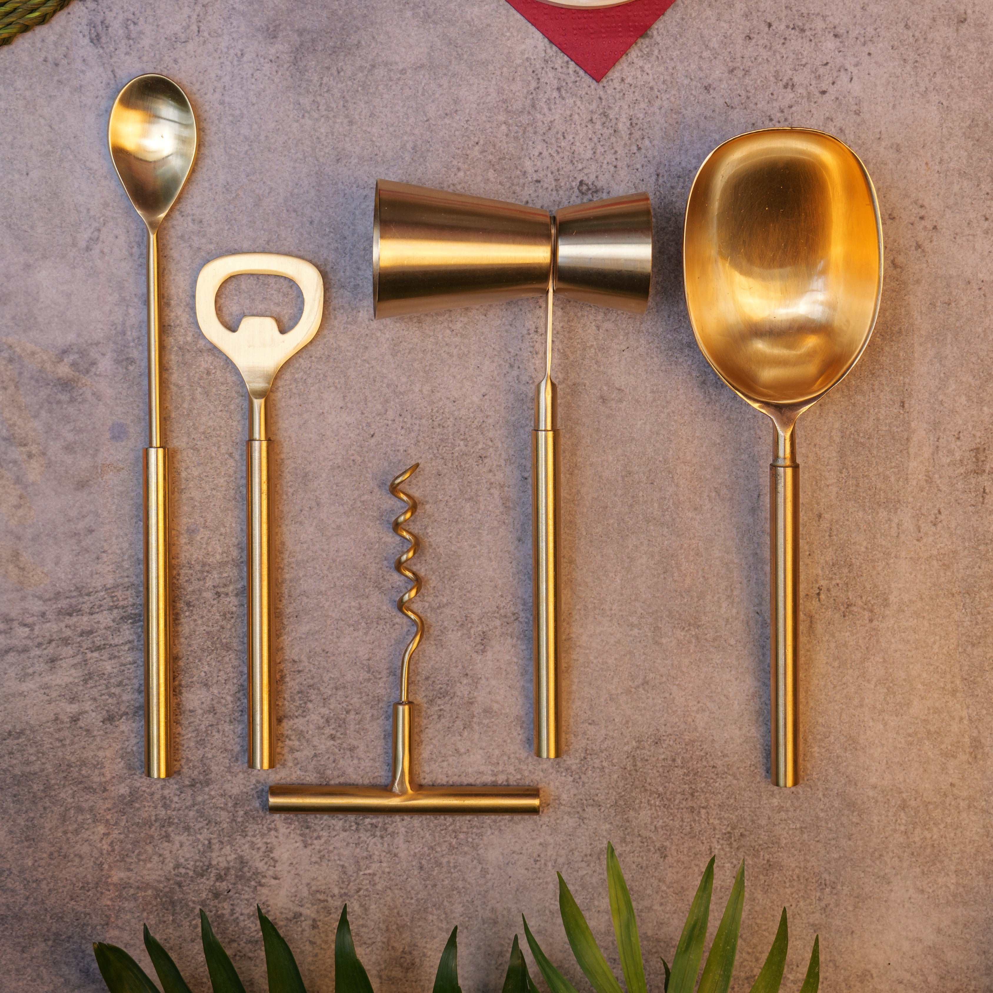 Ambi Classic Pure Brass Bar Long Handle Stirring Spoon