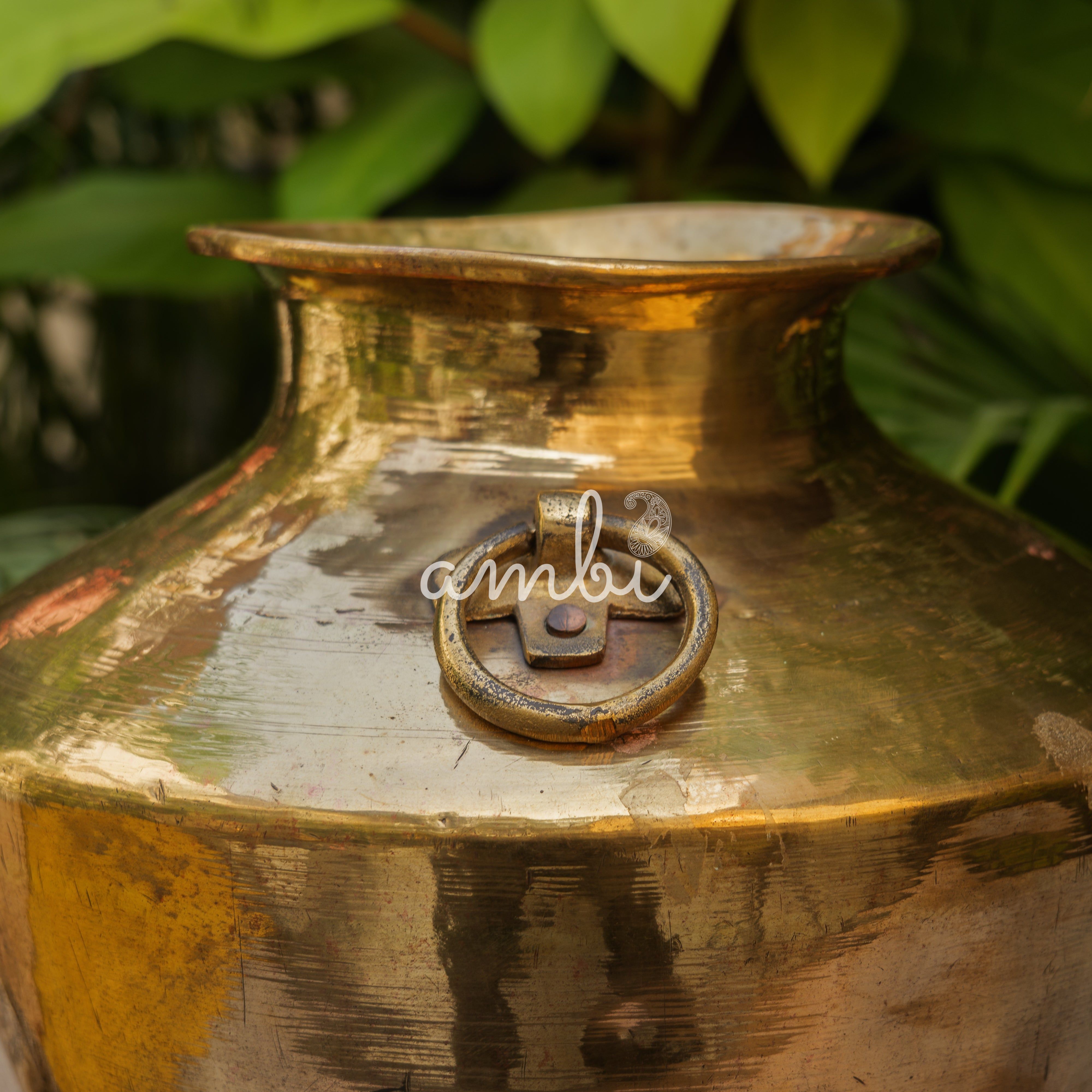 Brass Garden Water Pot (Mataka) / Planter / Vase - With Hooks - Large