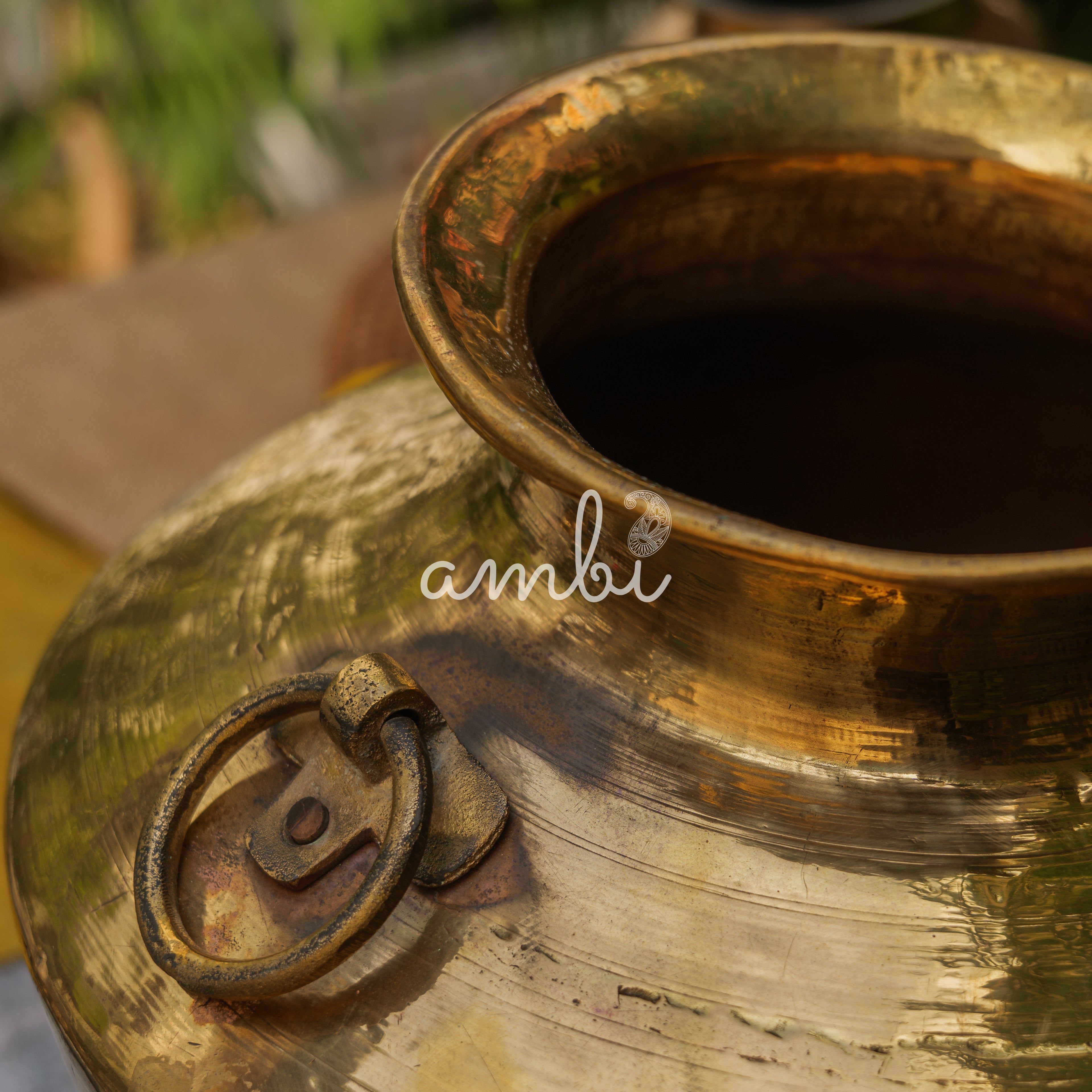 Brass Garden Water Pot (Mataka) / Planter / Vase - With Hooks - Large