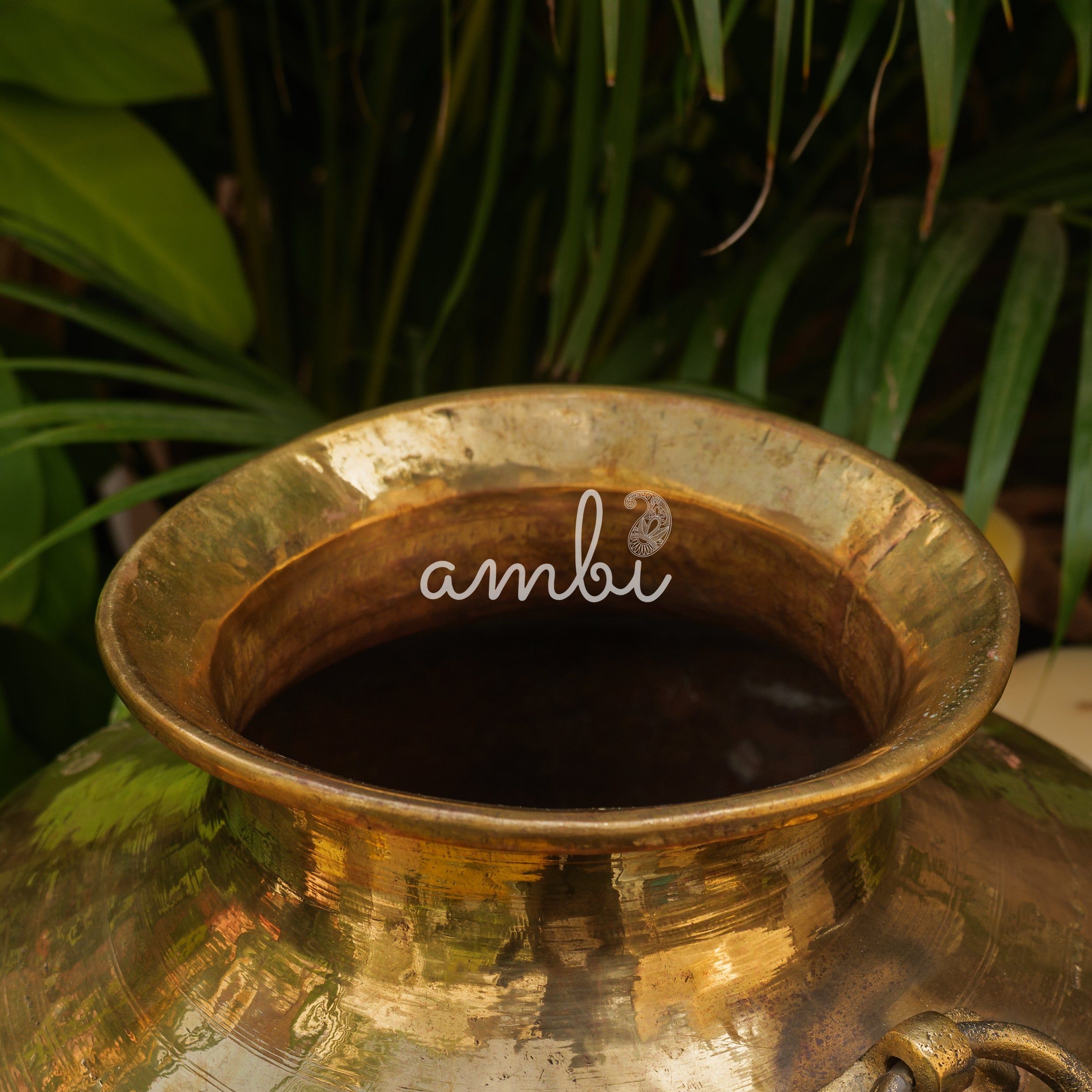 Brass Garden Water Pot (Mataka) / Planter / Vase - With Hooks - Large