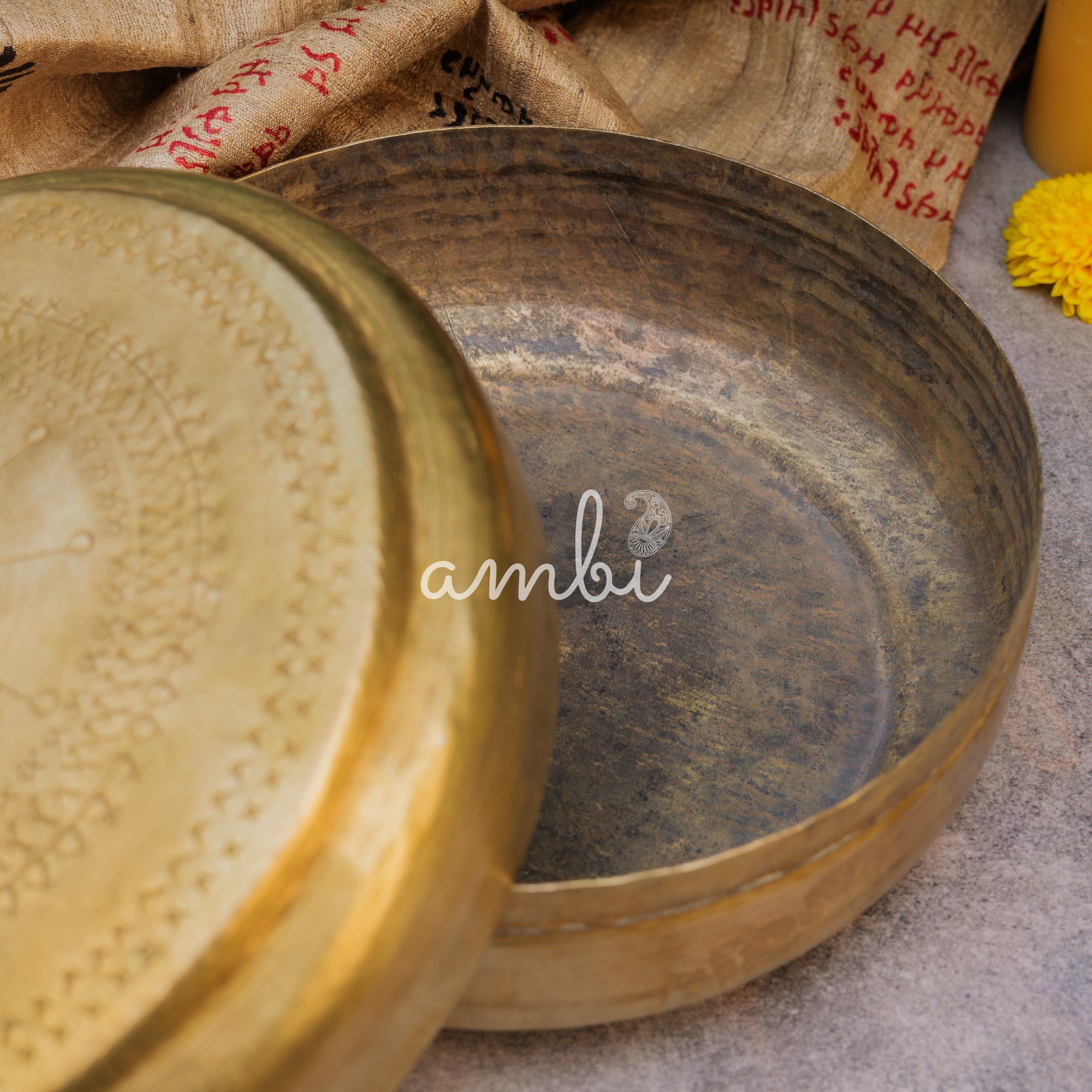 Heritage Vintage Brass Roti Box - Large - with Intricate Design - 7.5 Inches