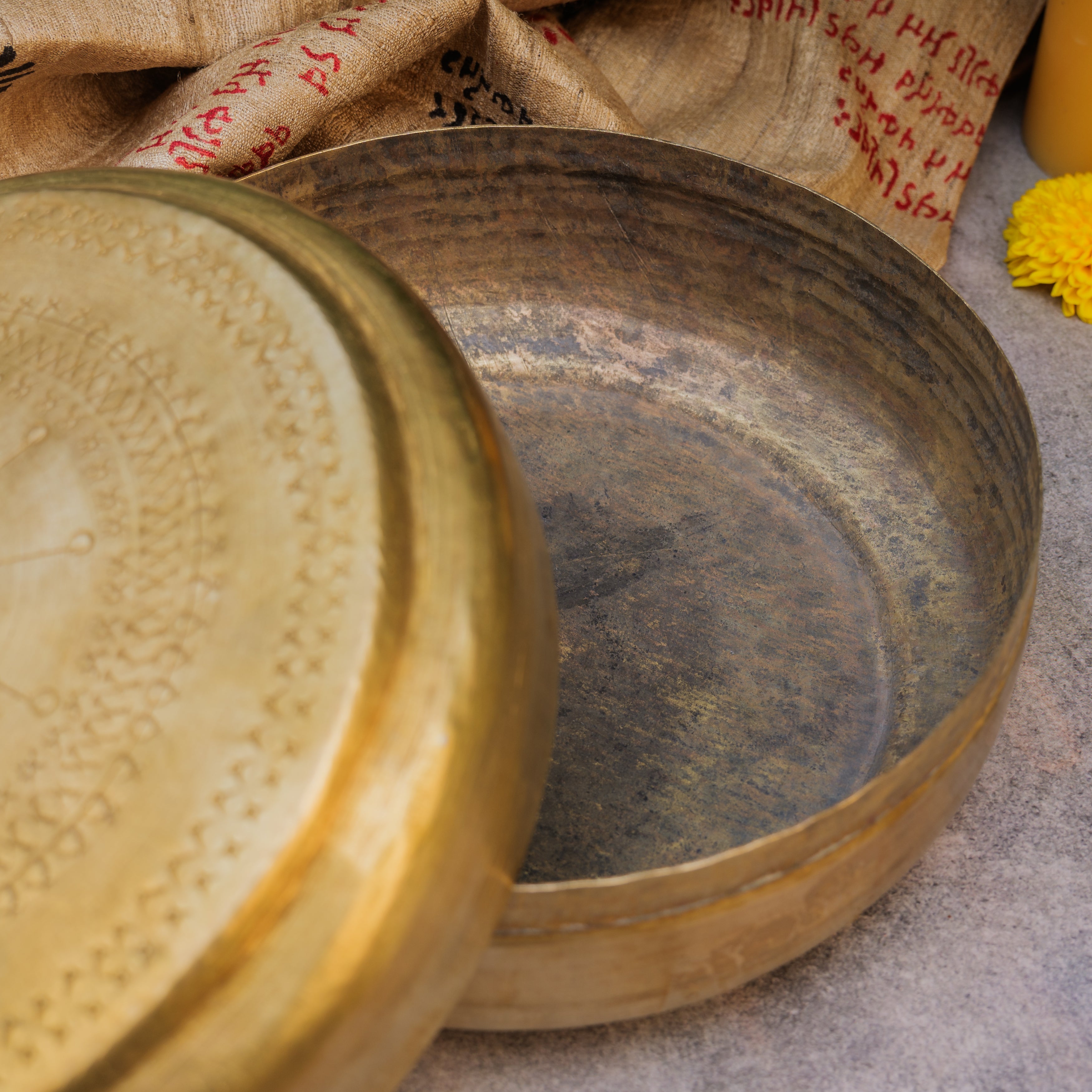 Heritage Vintage Brass Roti Box - Large - with Intricate Design - 7.5 Inches