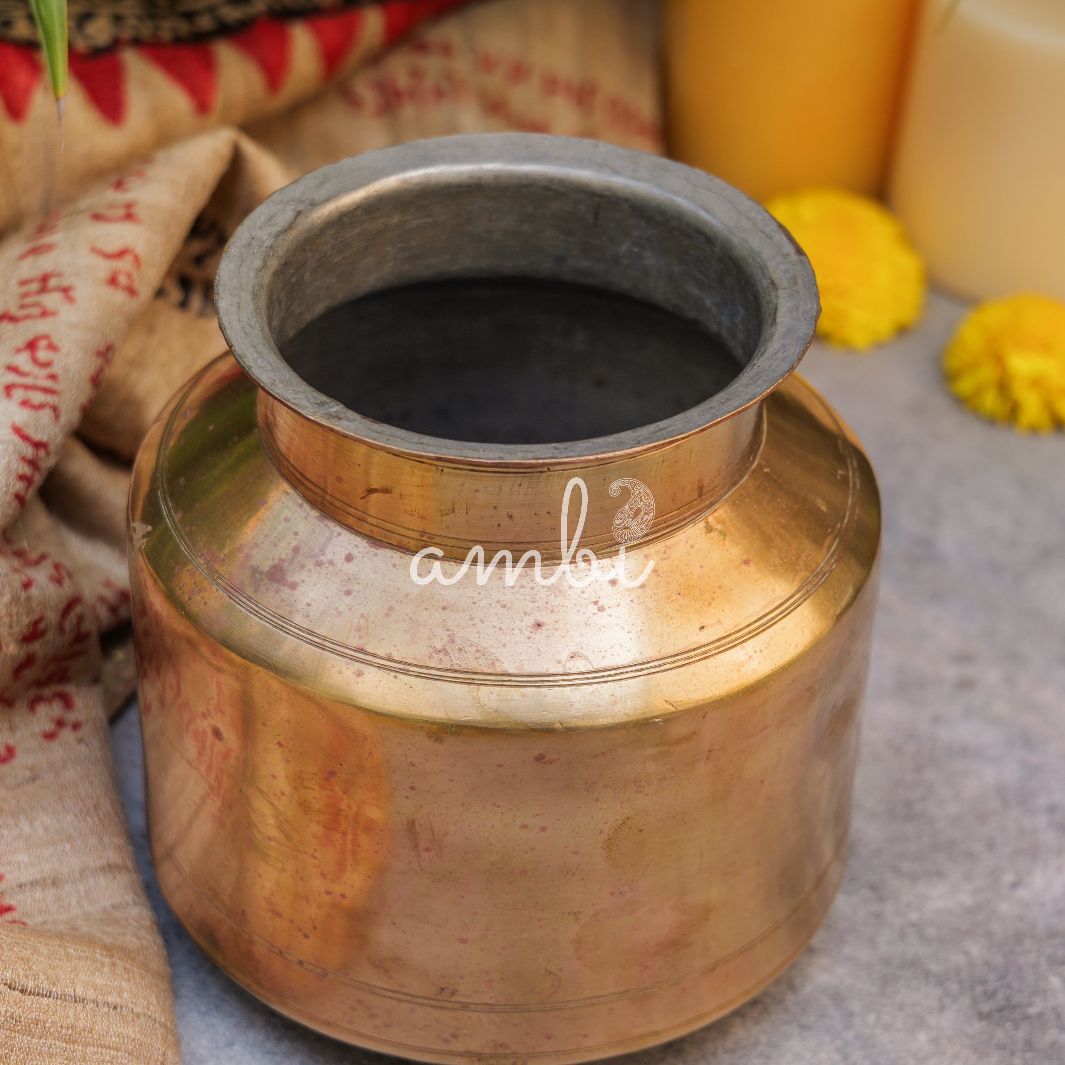 Handcrafted Vintage Conical Brass Vessel / Vase / Lota / Matka