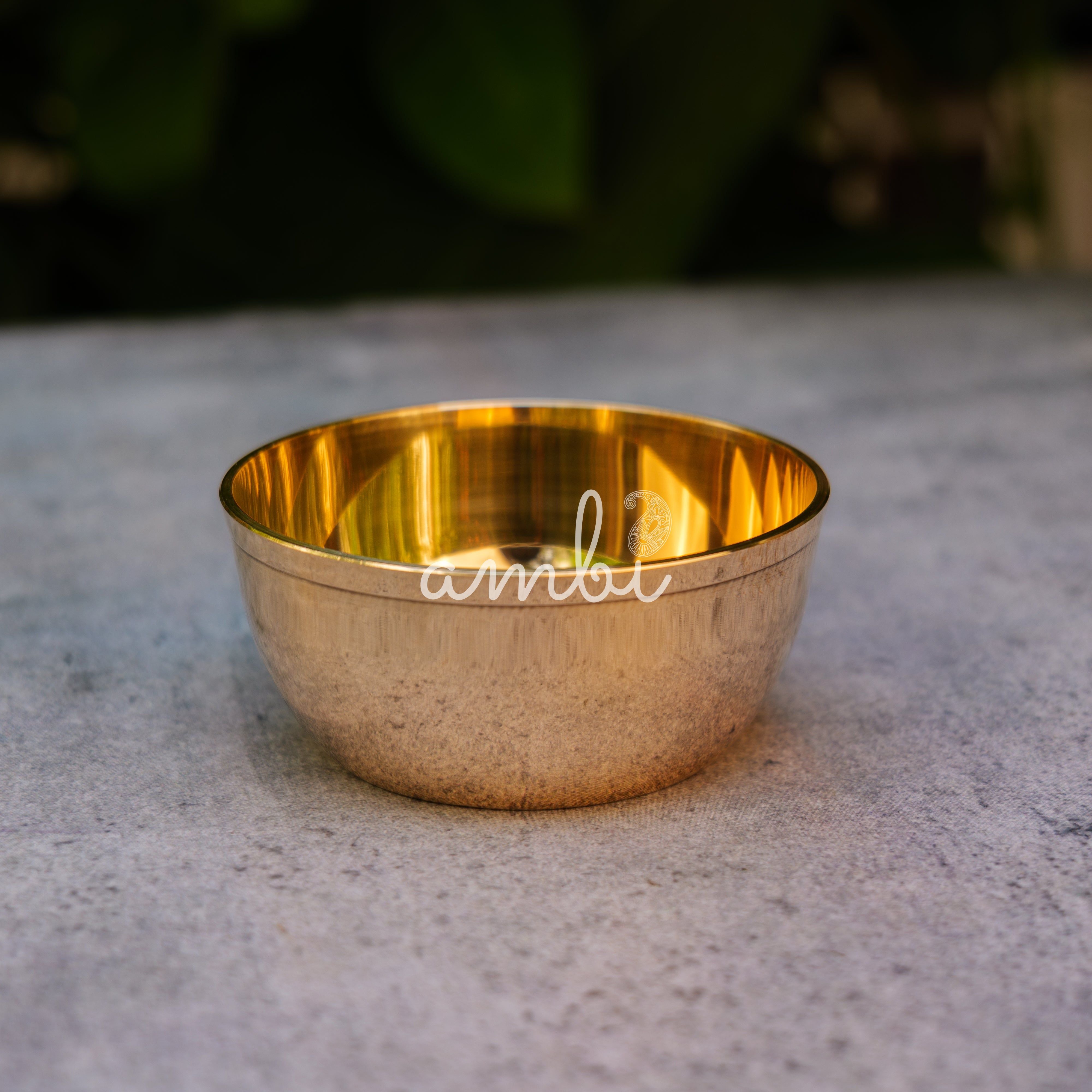 AMBI Lead Free 100% Pure Kansa Small Katori / Bowl - Polished Finish - 3.5 Inches - 165 ML
