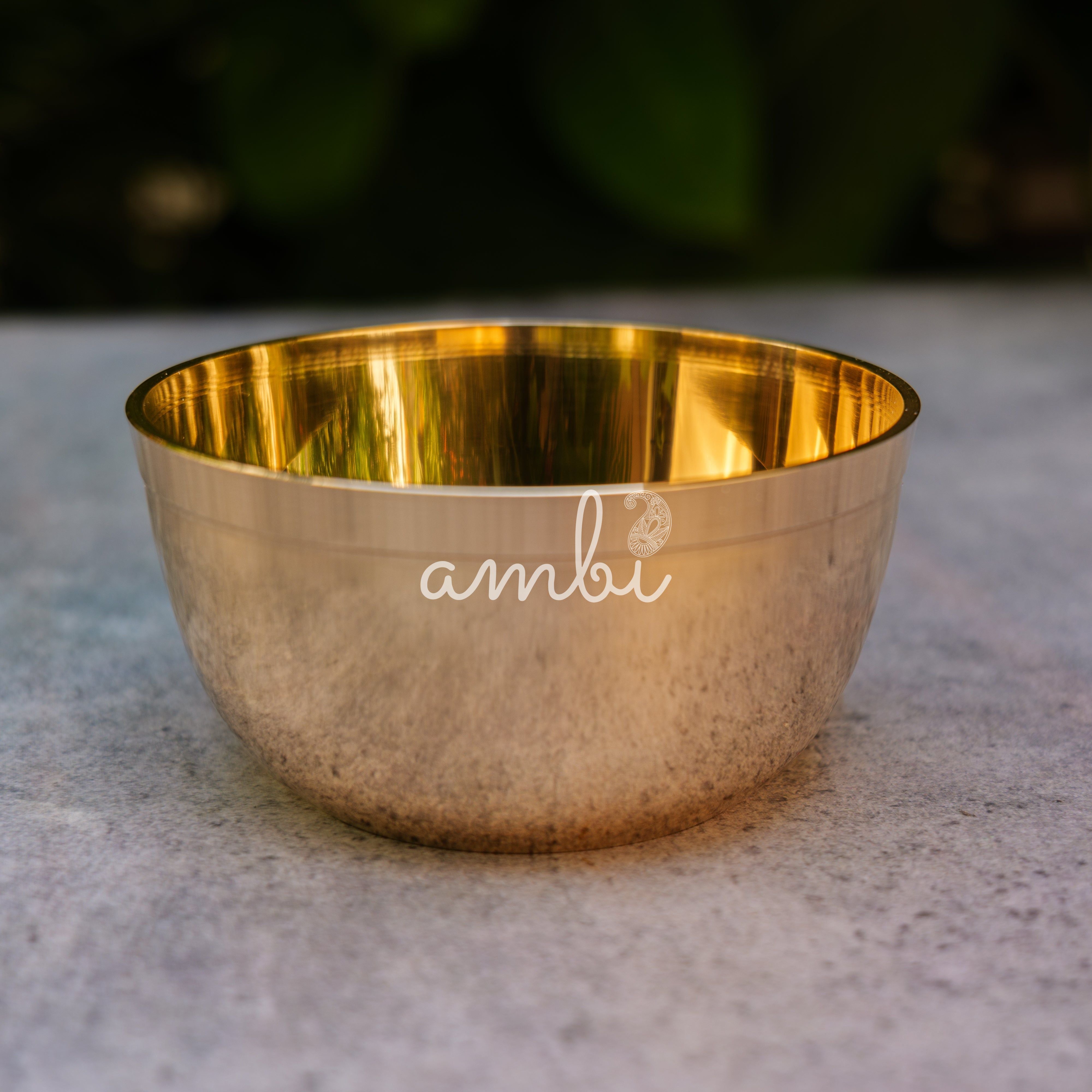AMBI Lead Free 100% Pure Kansa Small Katori / Bowl - Polished Finish 4 Inches - 260 ML