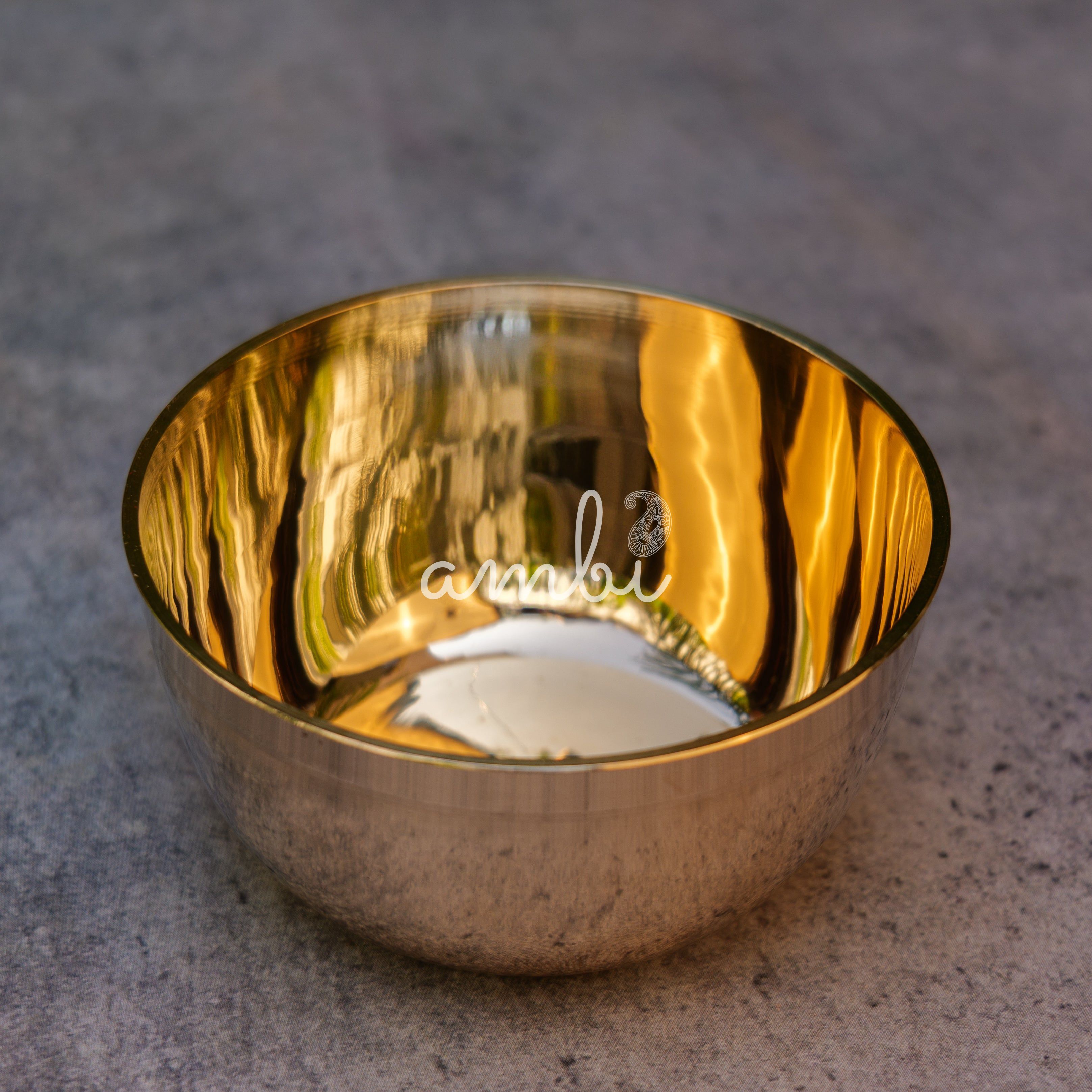 AMBI Lead Free 100% Pure Kansa Small Katori / Bowl - Polished Finish 4 Inches - 260 ML