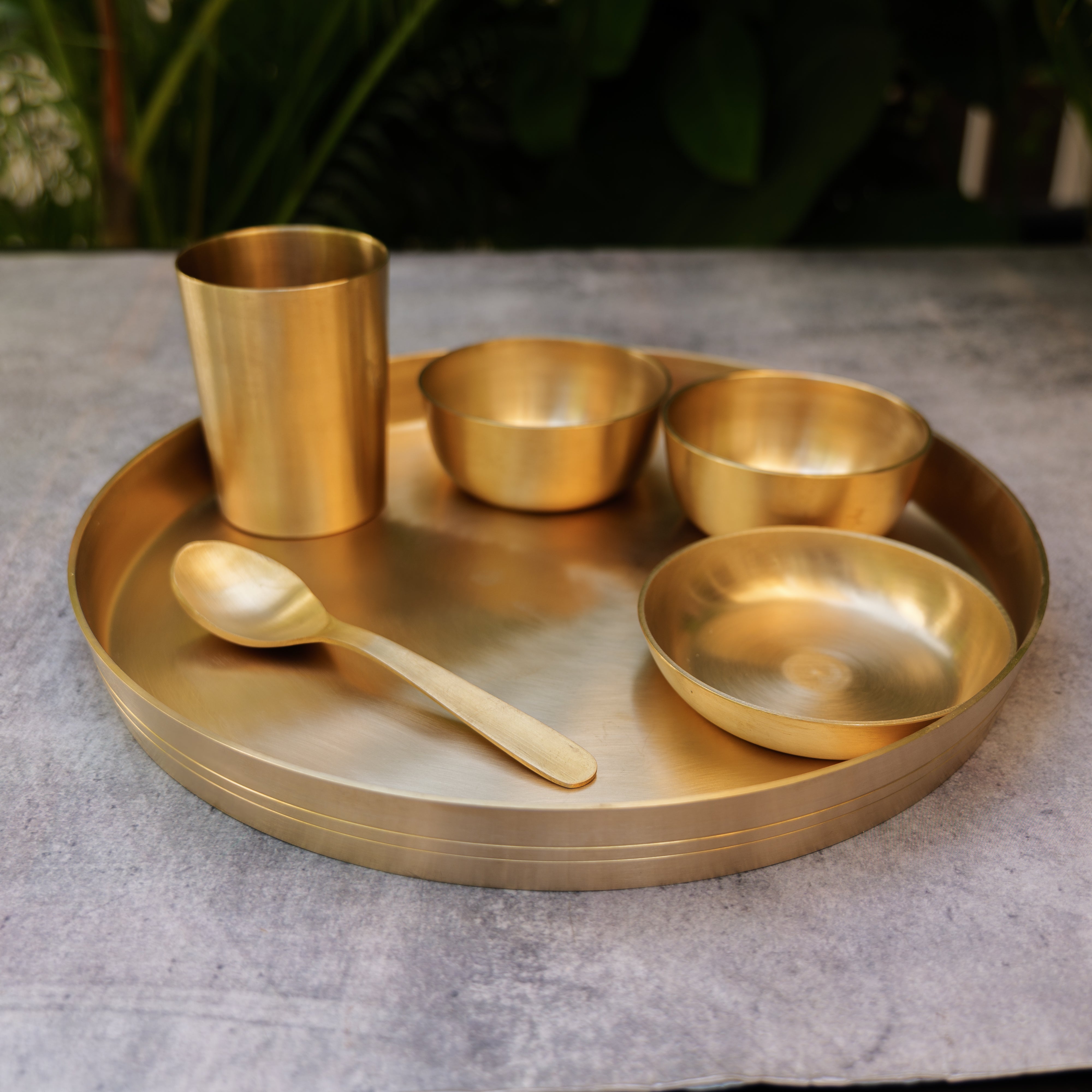 Ambi Pure Brass Thali Set of 6 Original Design - 1.7 kg