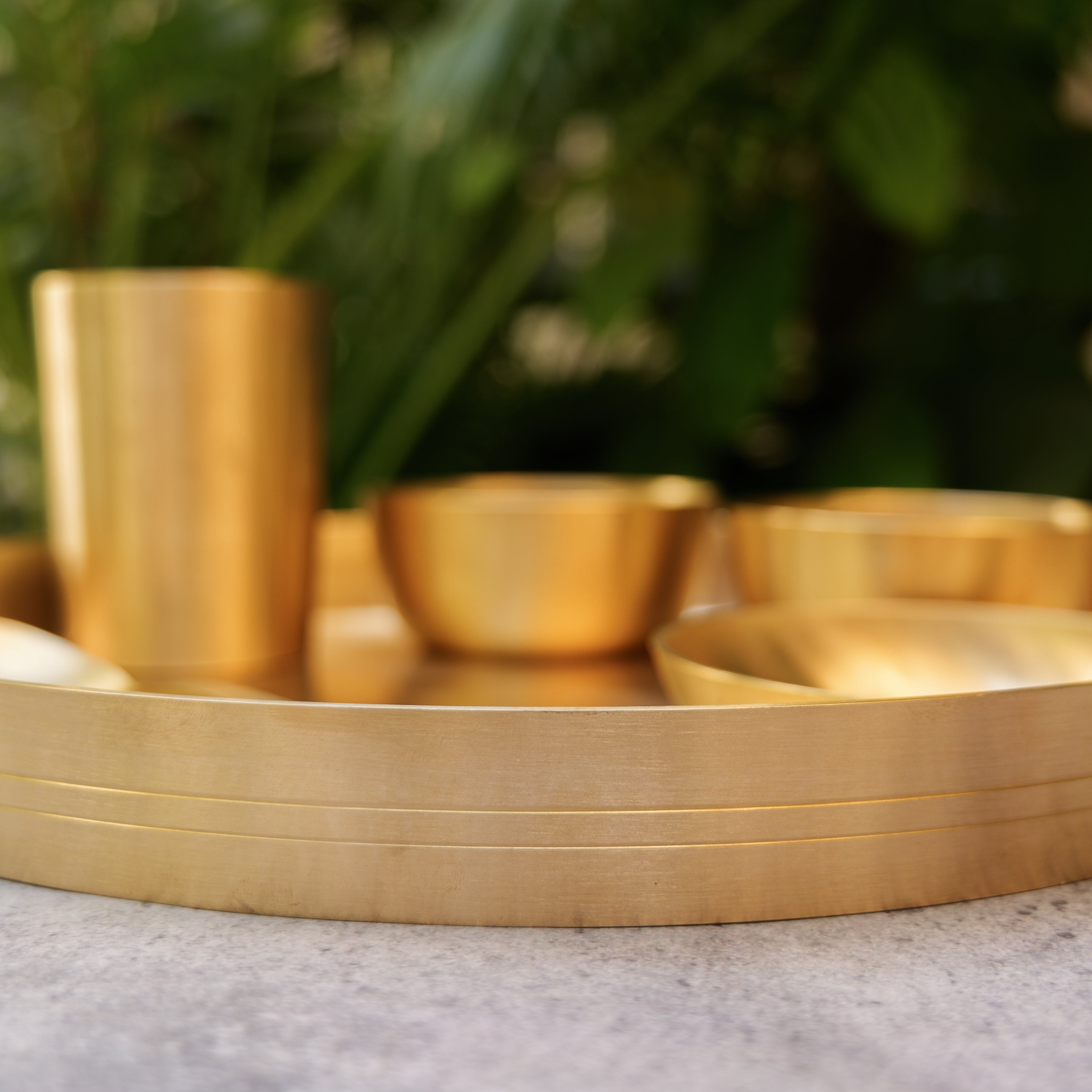 Ambi Pure Brass Thali Set of 6 Original Design - 1.7 kg
