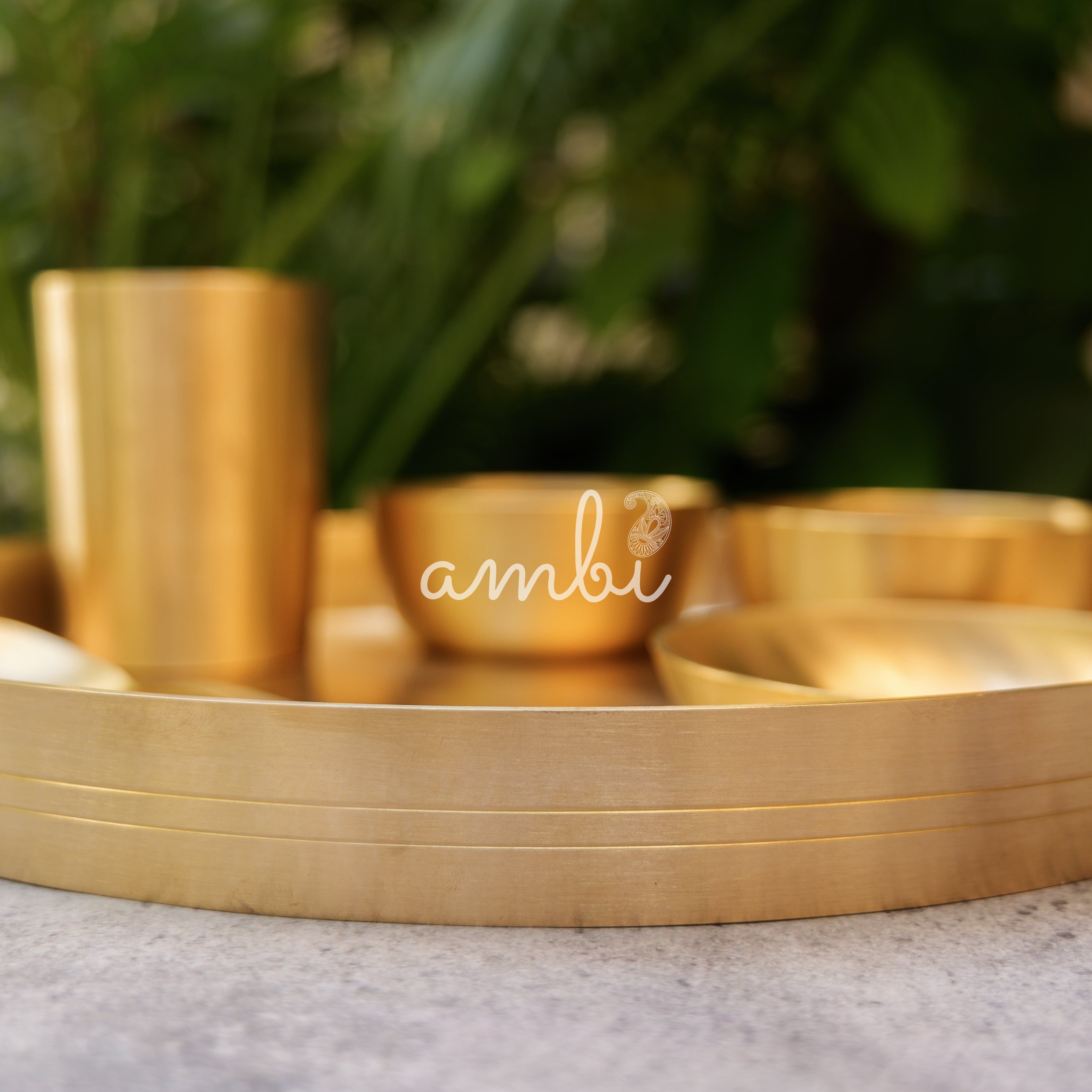 Ambi Pure Brass Thali Set of 6 Original Design - 1.7 kg