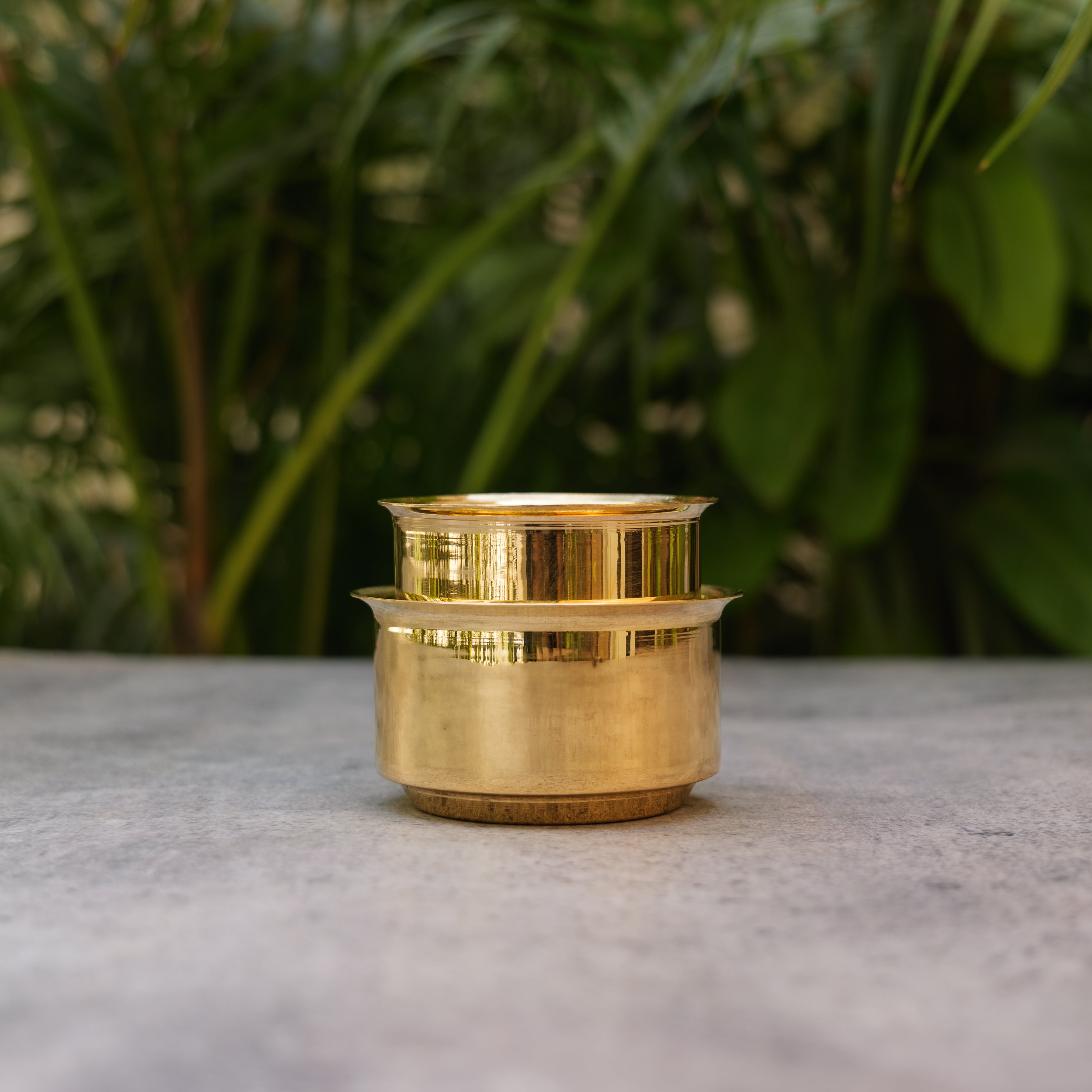 Pure Brass Filter Coffee Dabara Cup Set — Plain Gloss Finish | 120 ML