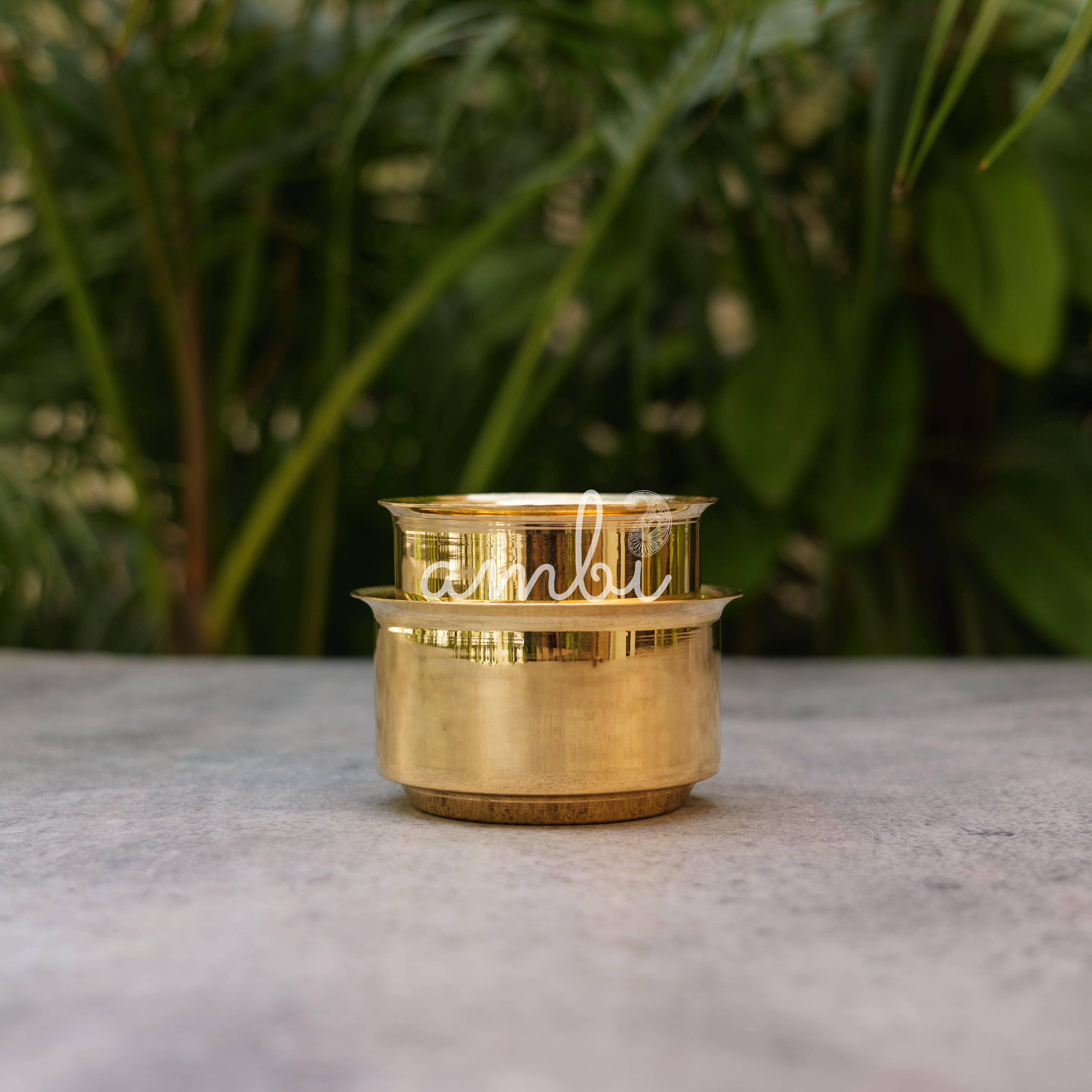 Brass Filter Coffee Dabara Cup Set Plain - Gloss Finish