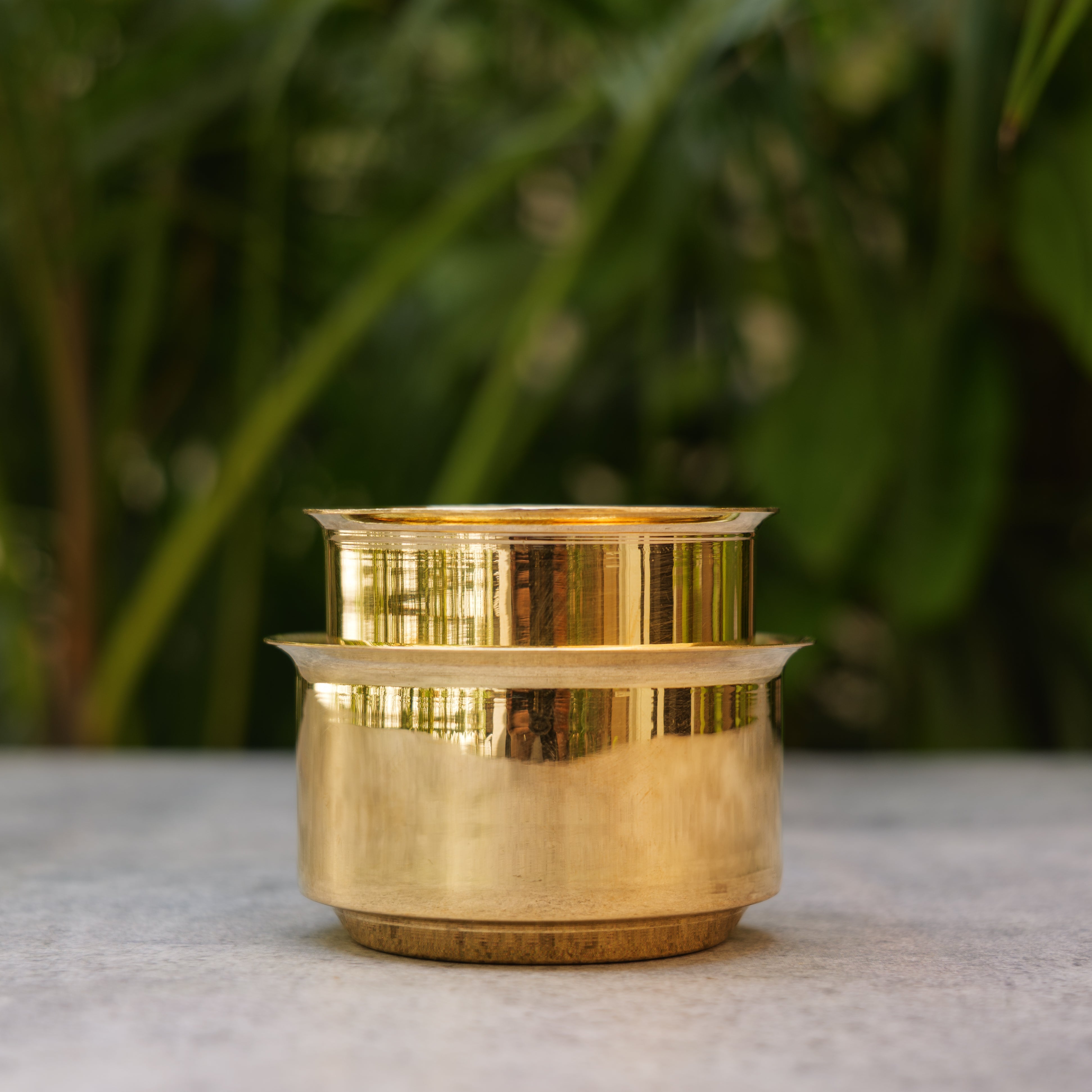 Pure Brass Filter Coffee Dabara Cup Set — Plain Gloss Finish | 120 ML